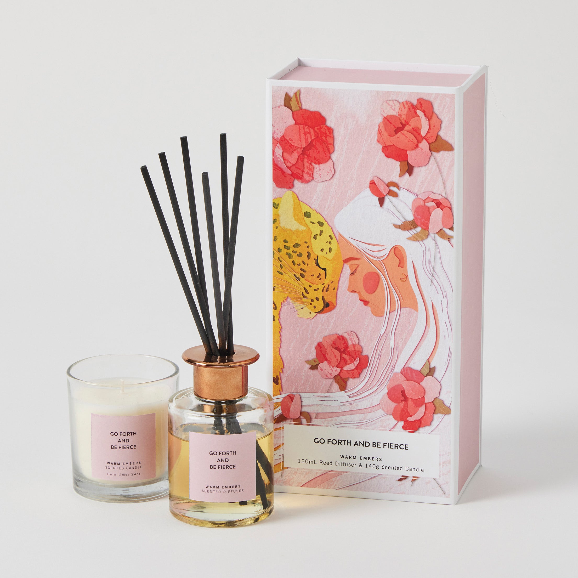 Pilbeam Living Go Forth And Be Fierce Scented Candle & Essential Oil Diffuser Gift Set - Perfect for Home Decor, Relaxation & Thoughtful Gifts