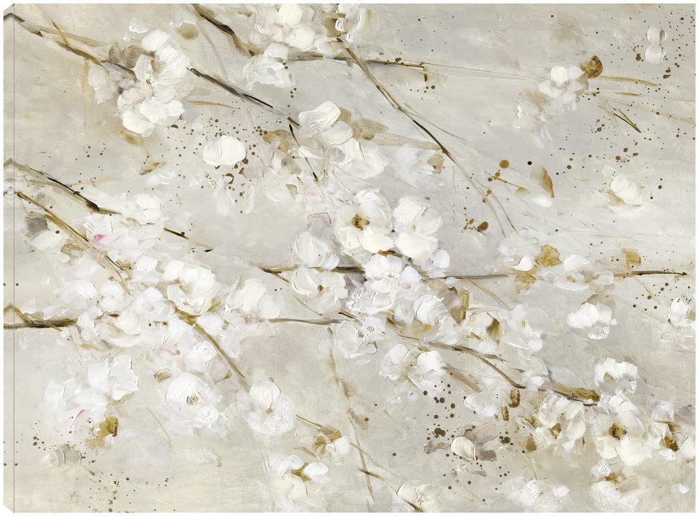 Soft Spring Blossoms Canvas Wall Art - Hand Painted Floral Painting by Sally Swatland - 46x35 Inch Ready to Hang Home Decor for Living Room, Bedroom, Office - Perfect for Spring Refresh & Housewarming Gifts