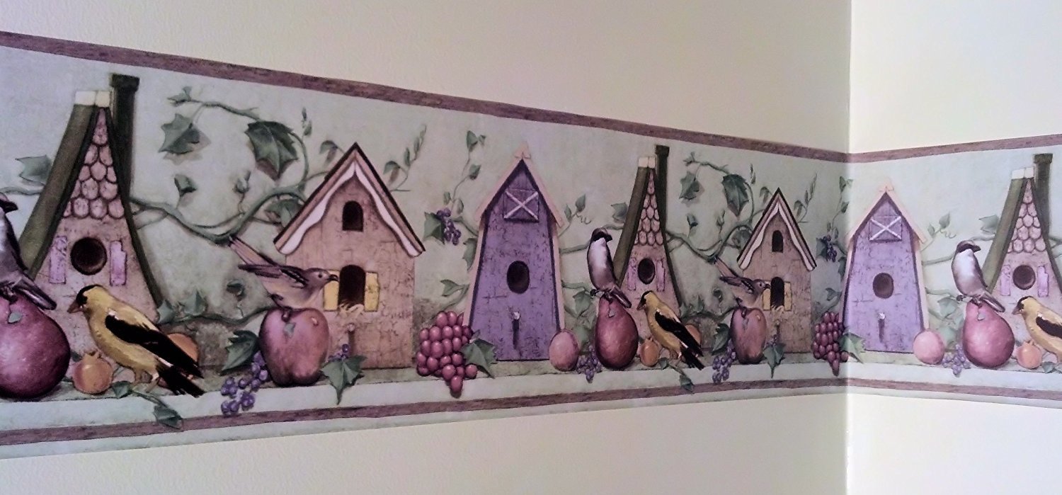 Decorative Birdhouses & Gardening Themed Wallpaper Border - 41776460 | Nature-Inspired Home Decor for Living Rooms, Bedrooms & Nurseries