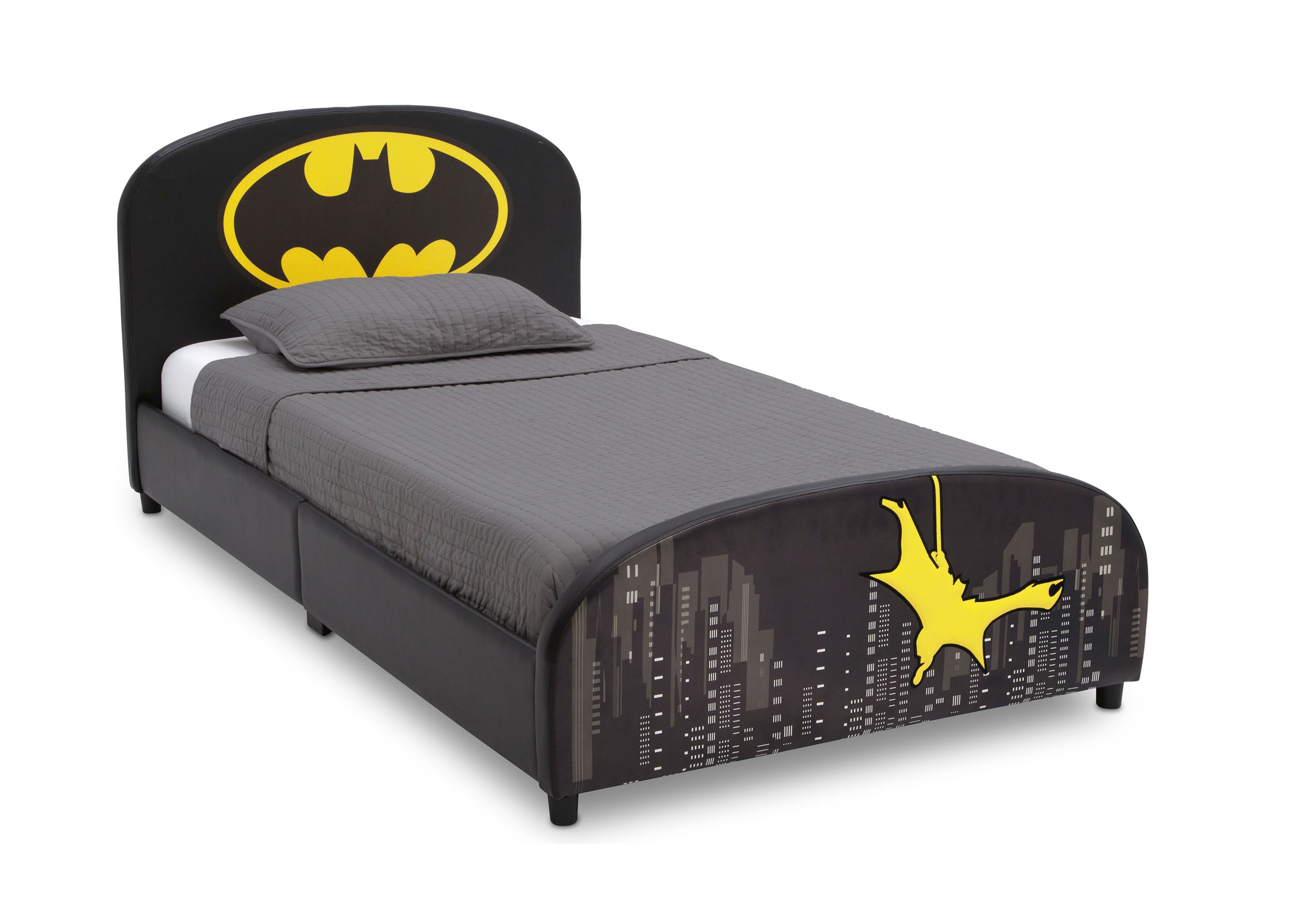 Batman Themed Twin Size Upholstered Bed for Kids - Perfect for Superhero Themed Bedrooms & Playrooms