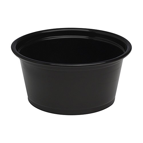Dixie 2 oz. Plastic Portion Cups - 2,400 Count (200/Sleeve, 12 Sleeves/Case) - Black PP20BLACK by GP PRO - Perfect for Food Service, Catering & Takeout Portion Control