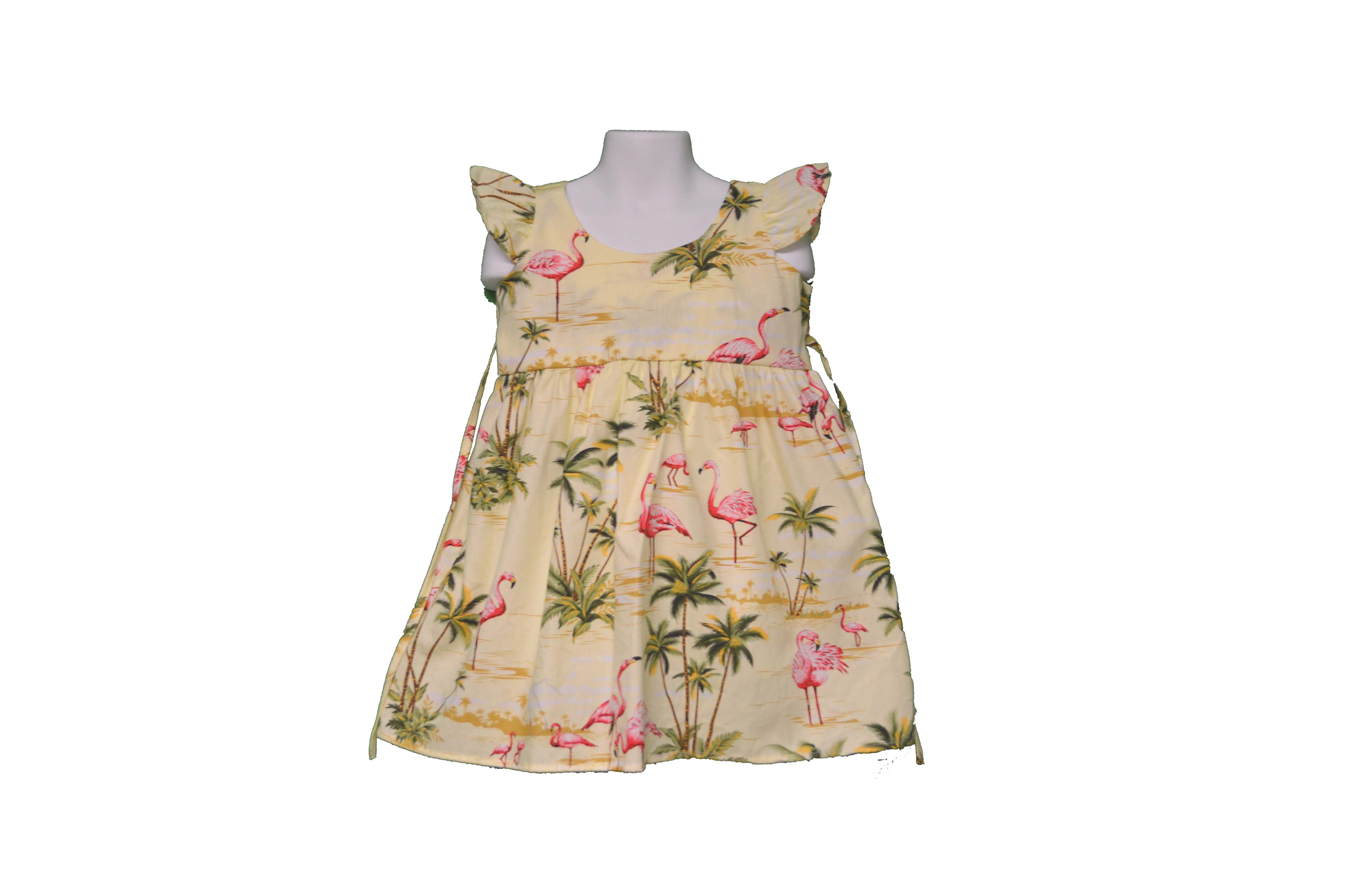 Hawaiian Dress for Girls - Flamingo & Palm Tree Print Summer Outfit - Perfect for Beach Vacations, Luau Parties & Tropical Themed Events