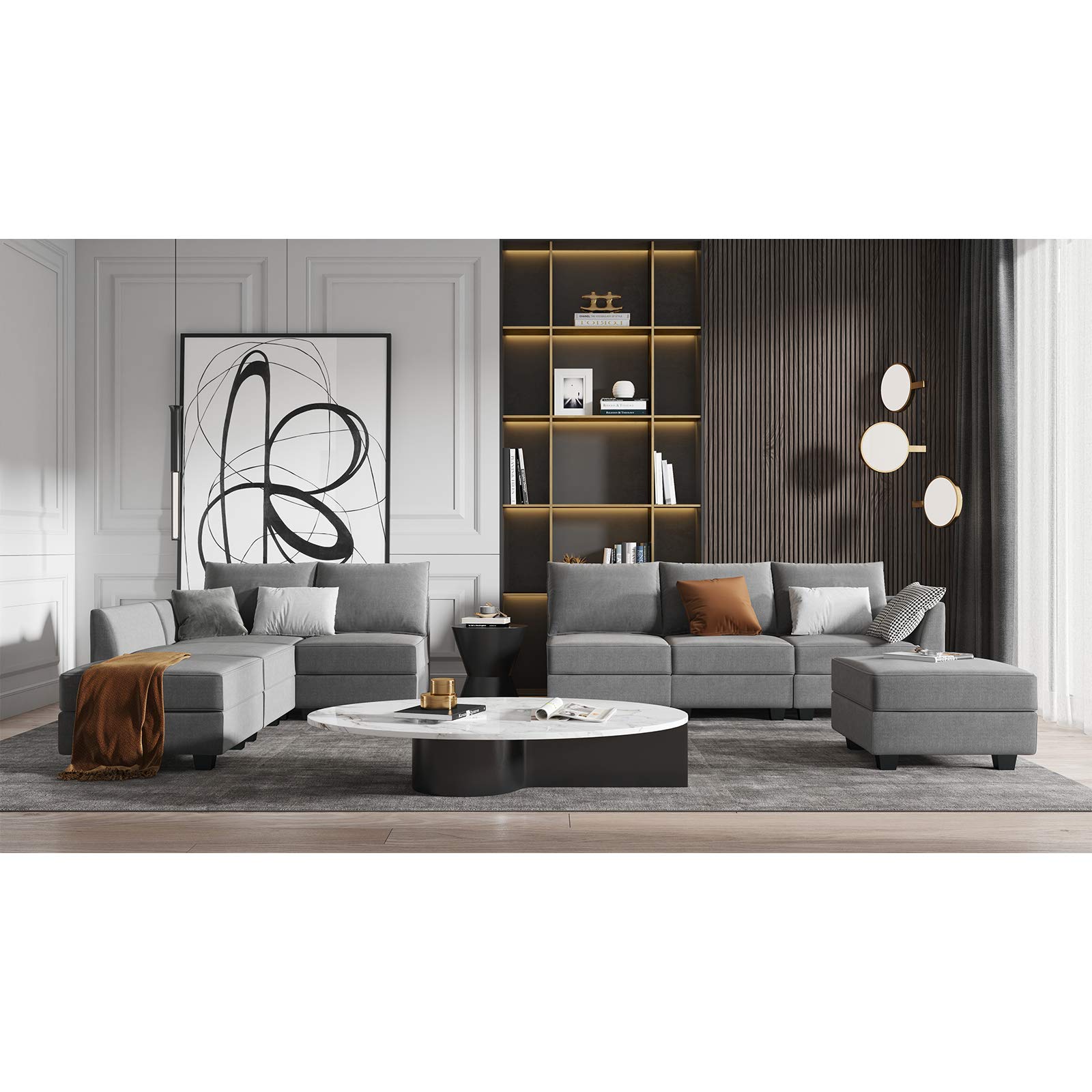HONBAY Modular Sofa Armrests - Pair of Grey Side Armrests for Sectional Couch | Perfect for Living Room, Home Theater & Lounge Furniture Replacement