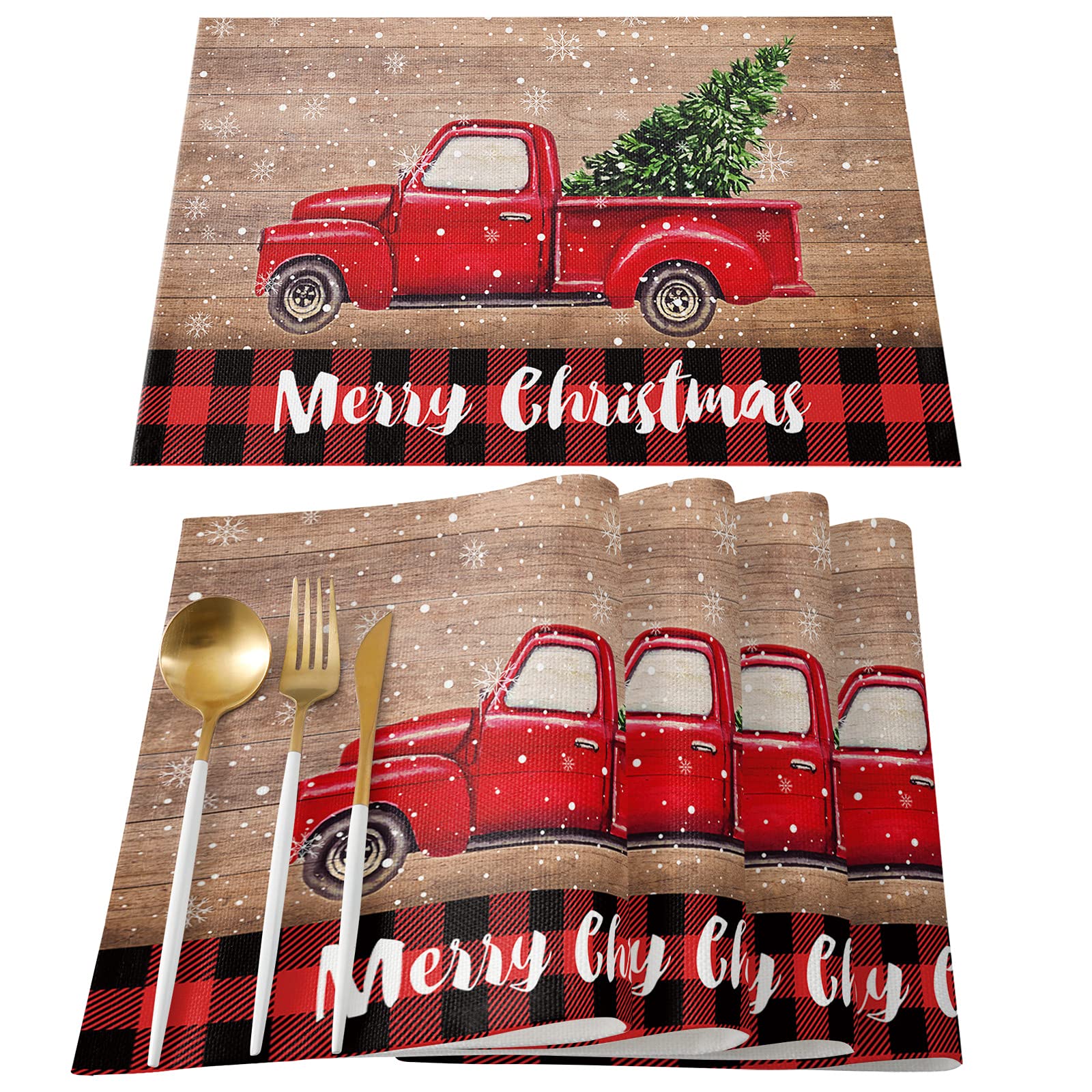 4-Pack Non-Slip Waterproof Placemats for Dining Table - Washable PVC Table Mats Set for Kitchen, Restaurant & Home Decor (Perfect for Everyday Meals, Dinner Parties & Holiday Gatherings)