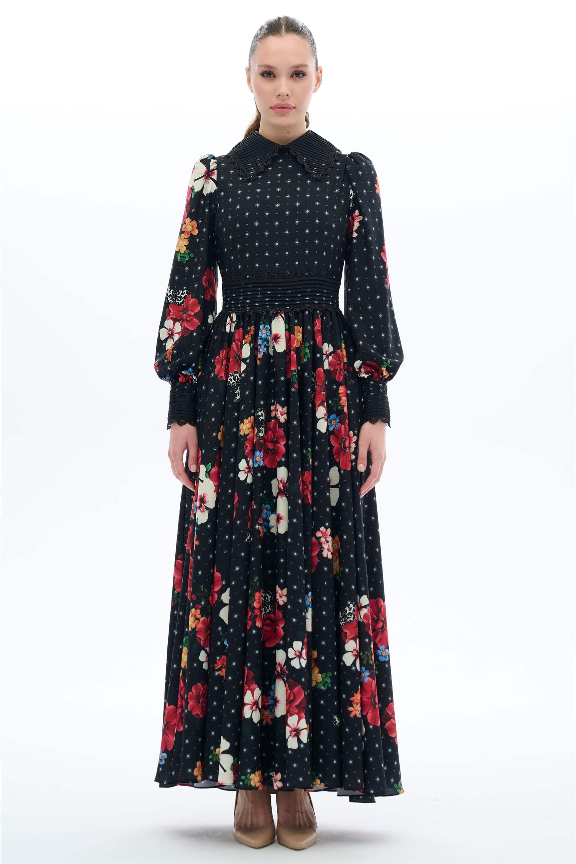 Elegant Floral Print Maxi Dress with Stylish Shirt Collar - Perfect for Summer Weddings, Beach Vacations & Casual Outings