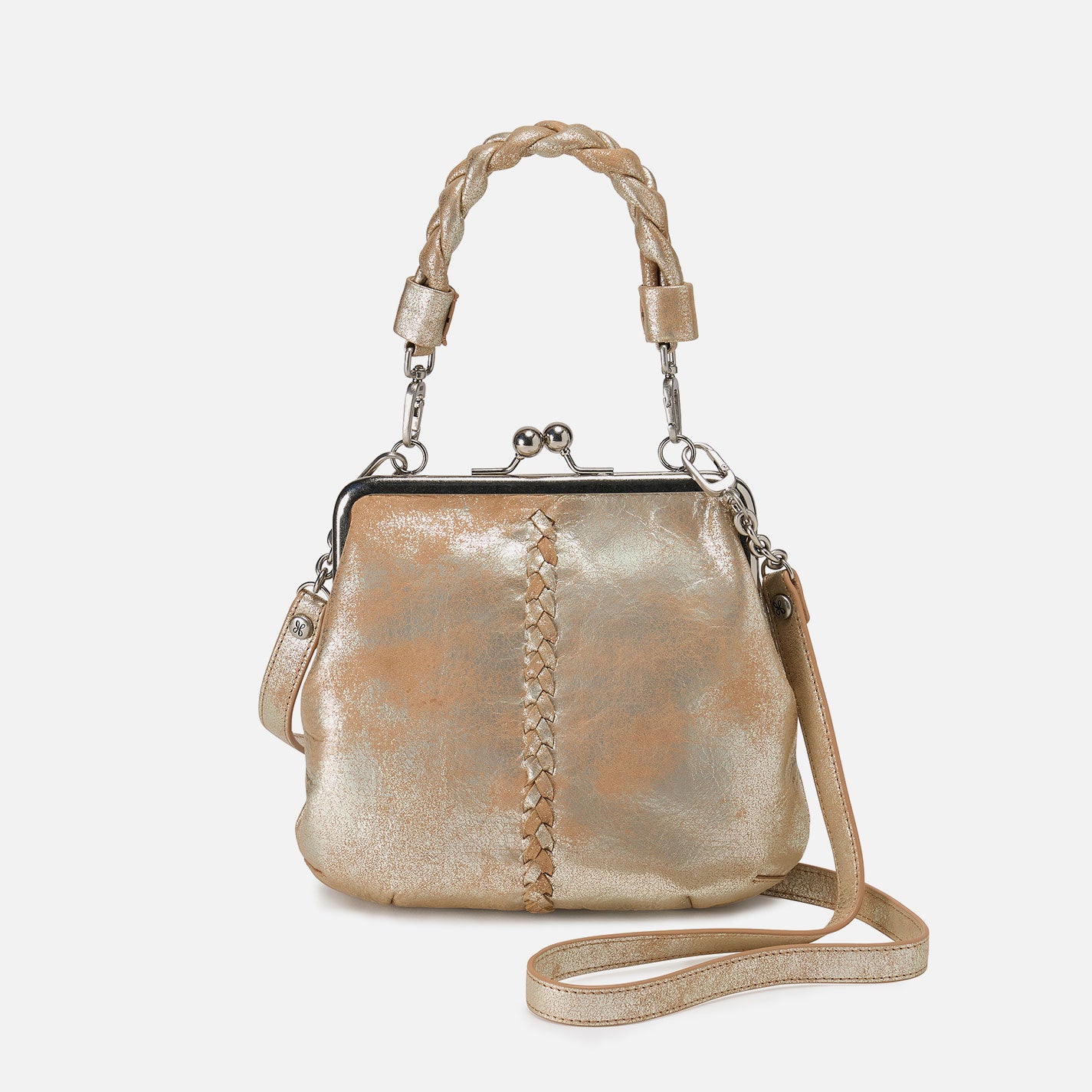Alba Crossbody Bag in Metallic Leather - Saddle Stardust Color | Stylish Women's Shoulder Purse for Everyday Use, Travel & Night Out