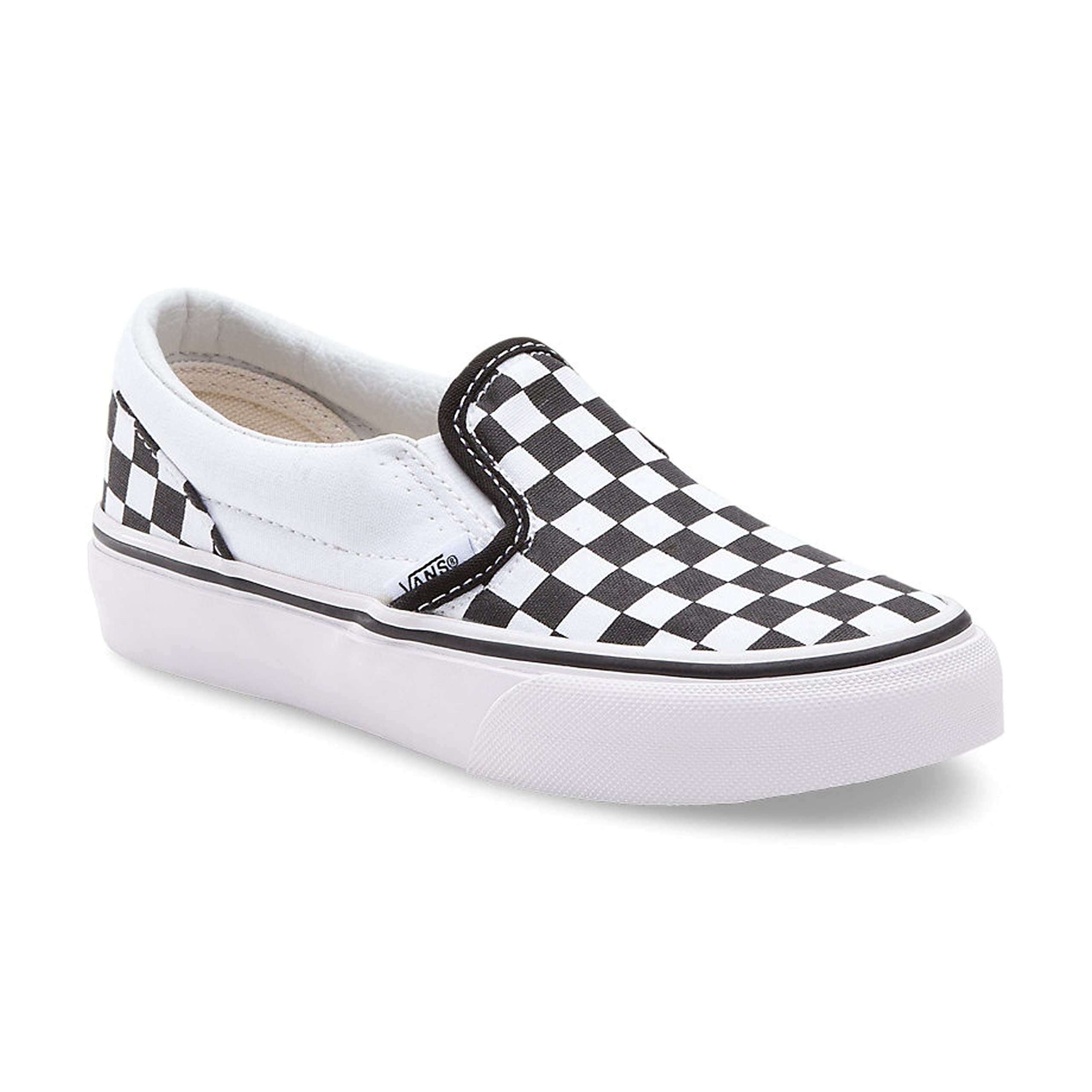 Vans Kids Unisex Classic Slip-On Checkerboard Sneakers - Black & White Casual Shoes for Boys & Girls - Size 2.5 Little Kid - Perfect for School, Playdates & Everyday Wear