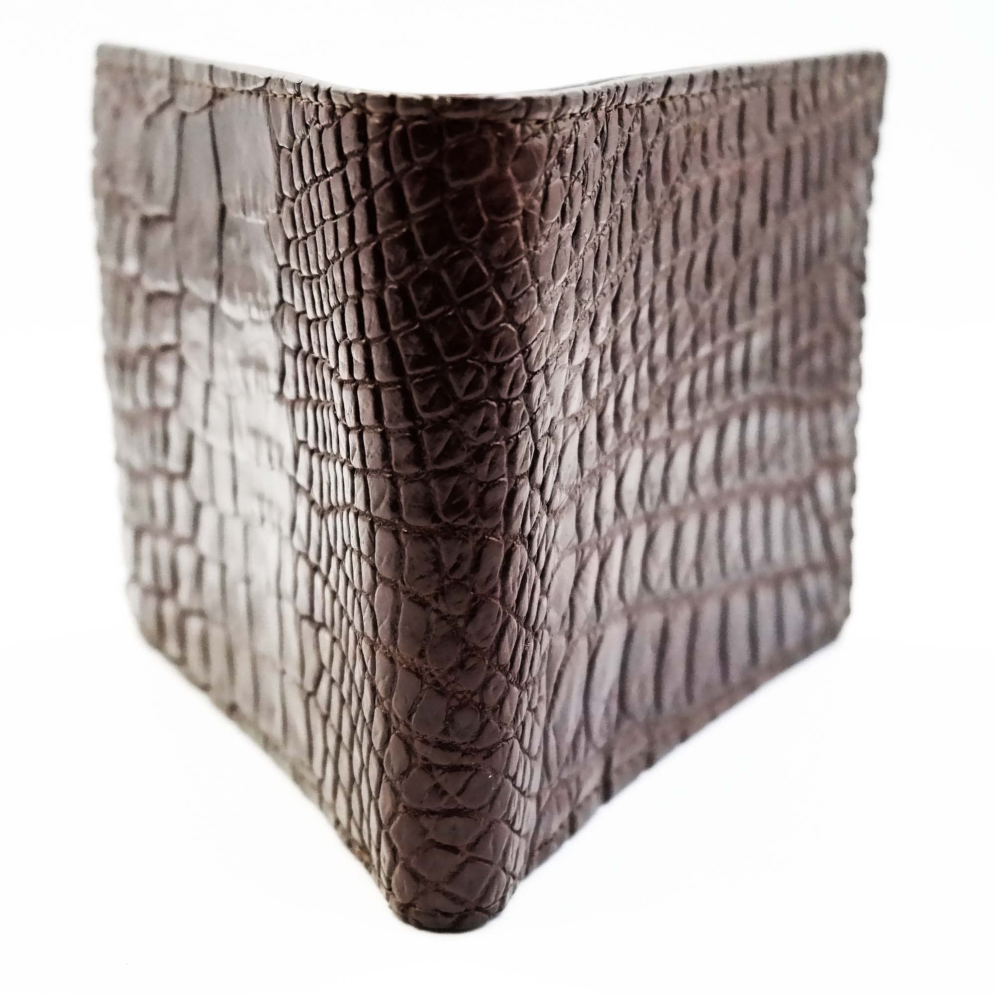 Genuine Brown Crocodile Leather Men's Bi-Fold Wallet - Premium Slim RFID Blocking Wallet for Everyday Carry & Gift Giving