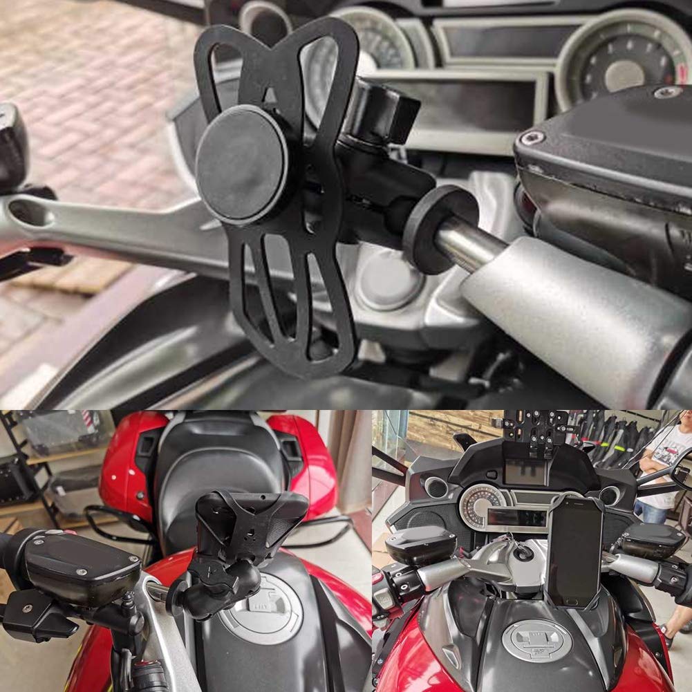 Universal Motorcycle Phone Mount Holder - Adjustable Stem & Yoke Navigation Bracket for iPhone Android Smartphones | Perfect for GPS Navigation & Adventure Riding
