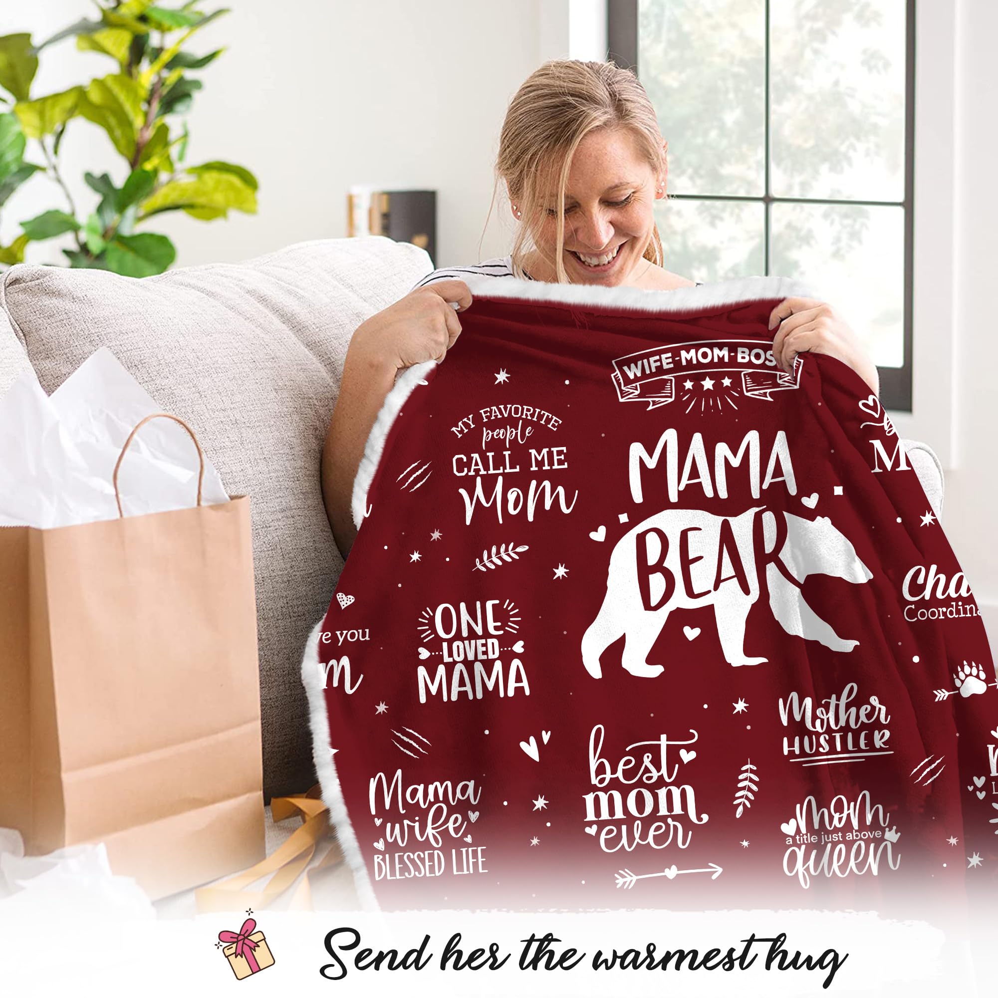 Cozy Mama Bear Wearable Hooded Blanket - Soft Fleece Hoodie Blanket for Women - Perfect Gift for Mom, Wife (Christmas, Birthday) - Great for Lounging, Movie Nights & Cold Weather