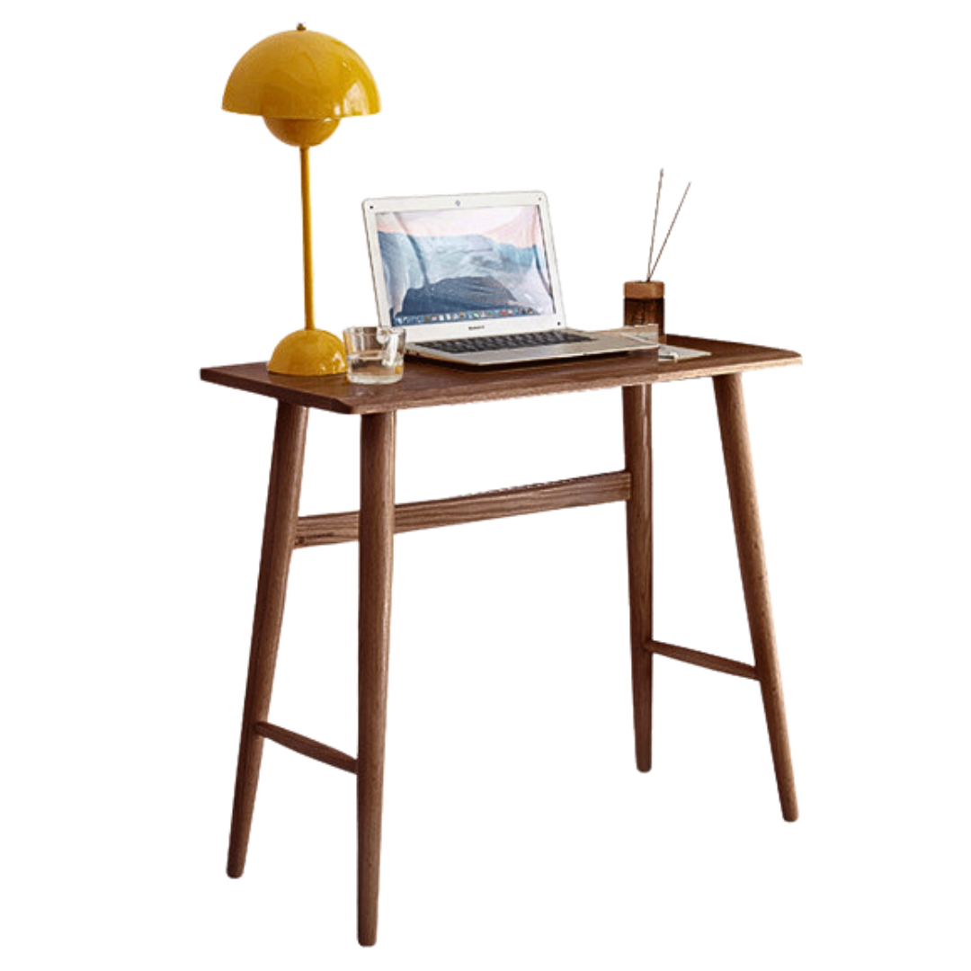 Solid Oak & Cherry Wood Narrow Office Desk - Compact Workspace Solution for Small Spaces & Home Offices