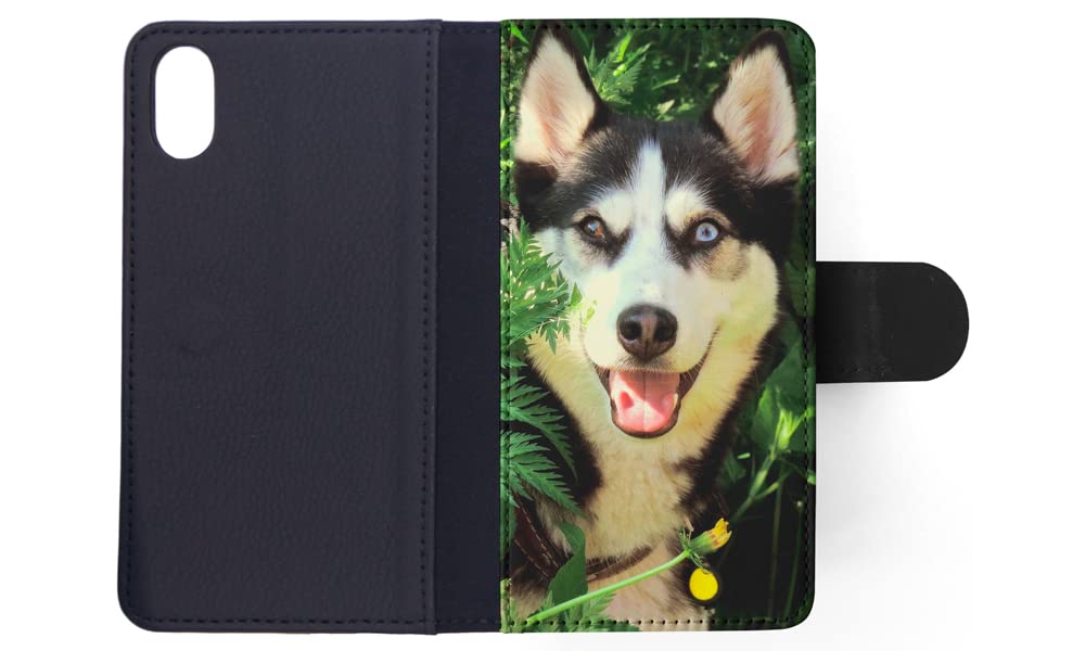 Siberian Husky Dog 7 Flip Wallet Phone Case for Apple iPhone X & Xs - Stylish Protective Cover with Card Holder for Everyday Use