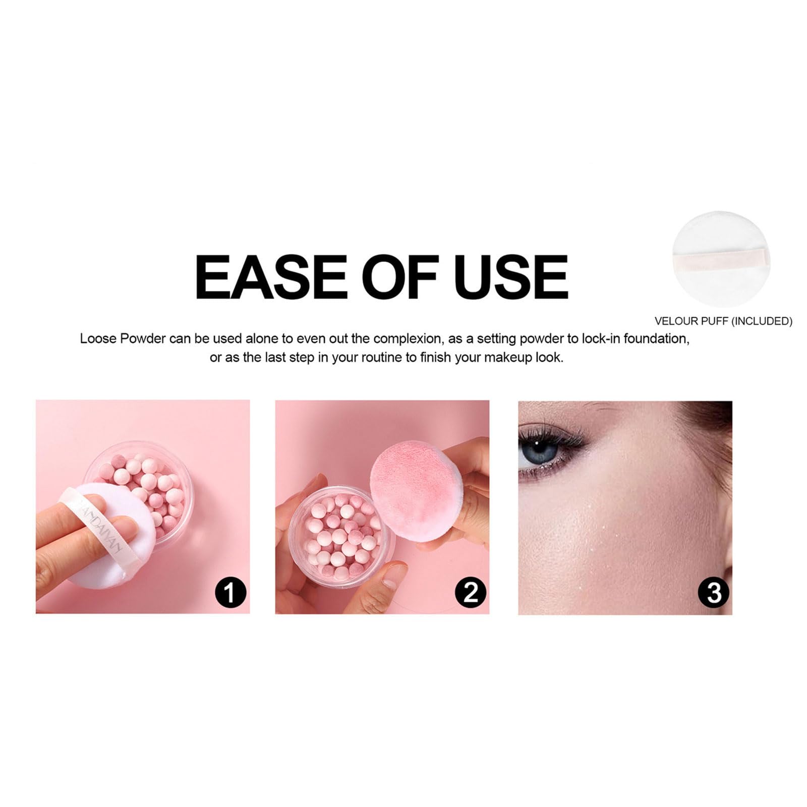 5 Colors Pearl Setting Powder - Loose Finishing Powder for Makeup, Multi-Tone Roller, Oil Control & Shine Reduction | Perfect for Daily Wear, Photo Shoots & Special Occasions