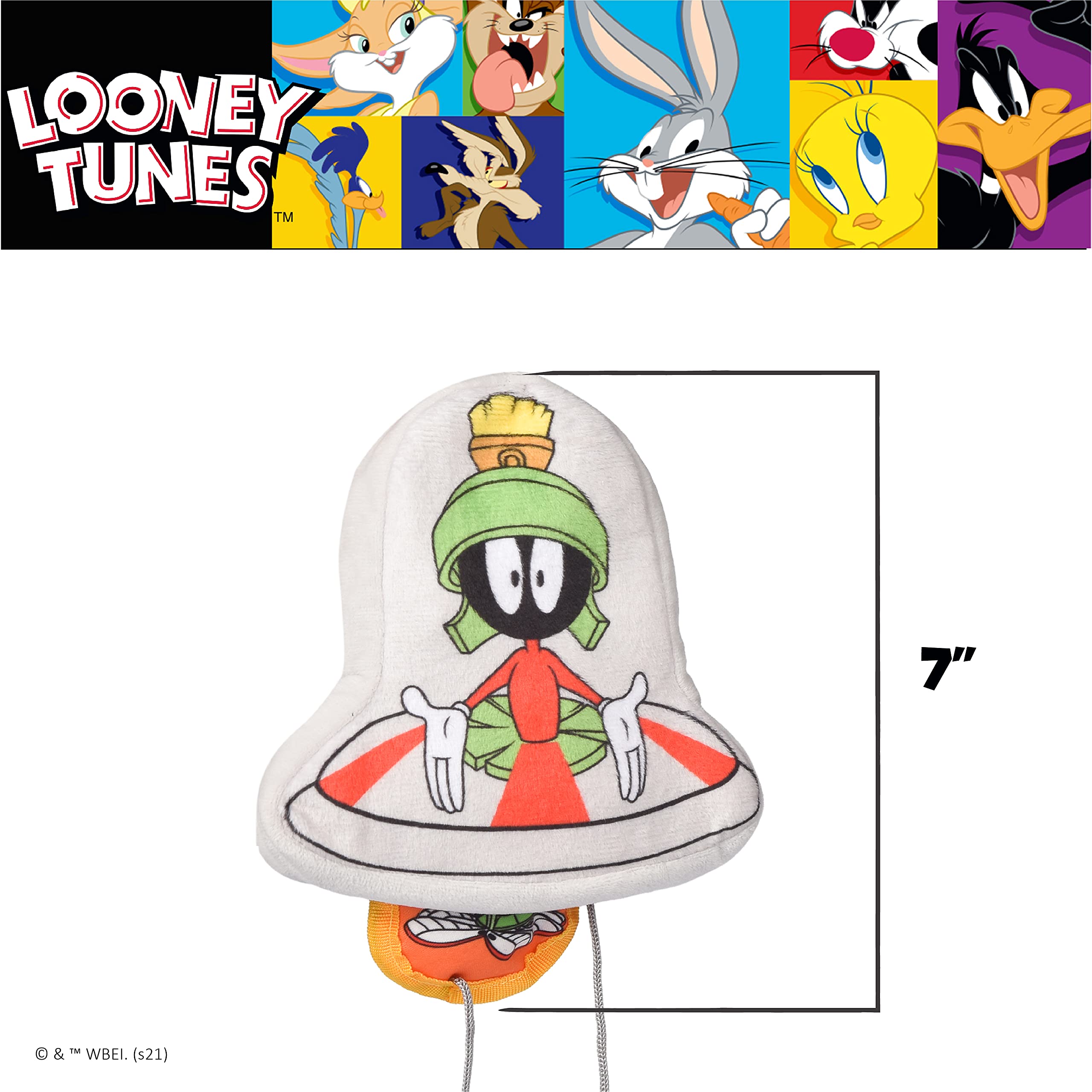 Marvin The Martian Plush Dog Toy for Hide & Seek - 6 Inch Officially Licensed Looney Tunes Warner Bros Pet Toy | Fun Interactive Play for Small & Large Dogs | Perfect for Indoor Games & Outdoor Adventures
