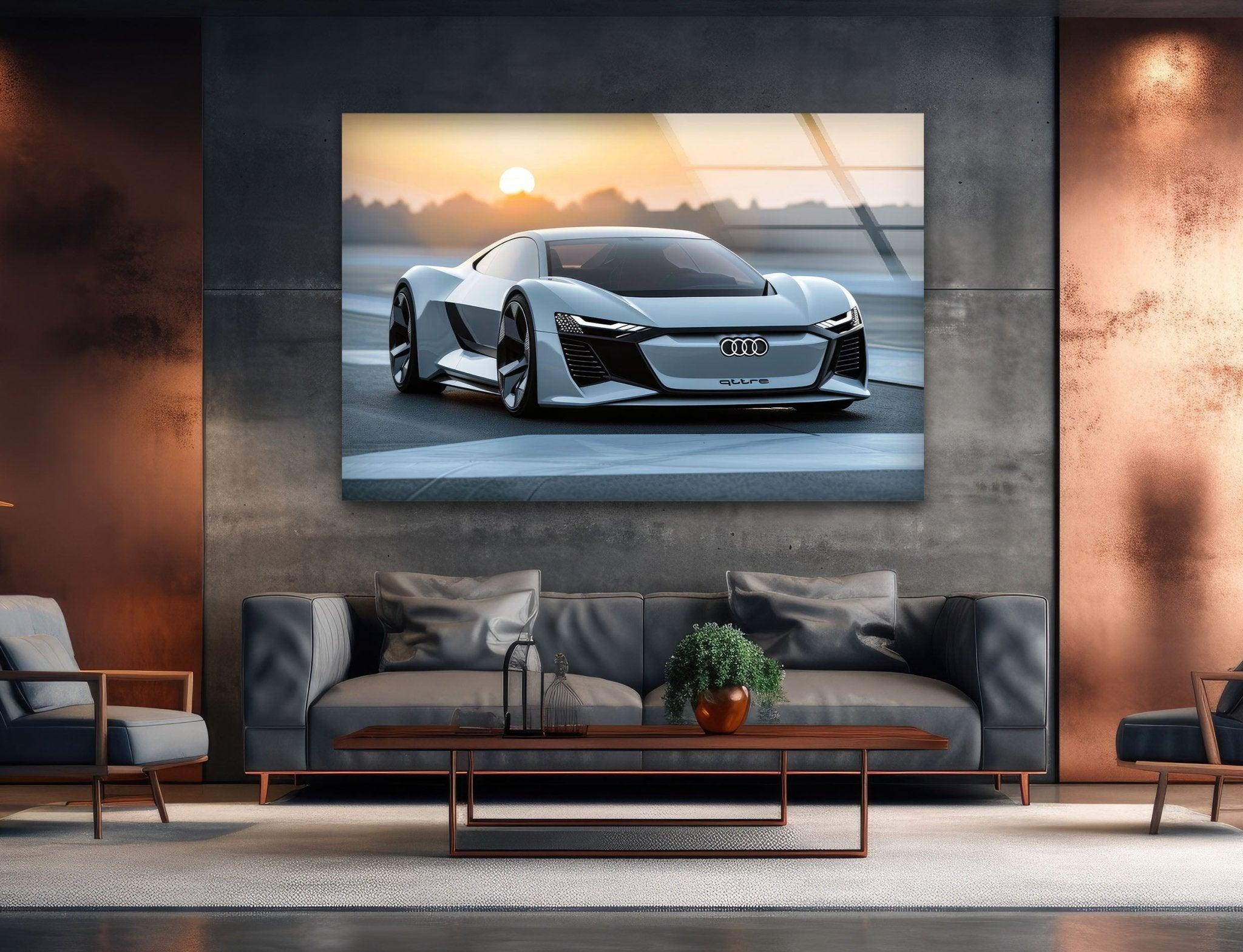 Audi Car Glass Wall Art - Premium Automotive Decor for Home & Office - Perfect for Car Enthusiasts & Gift Giving
