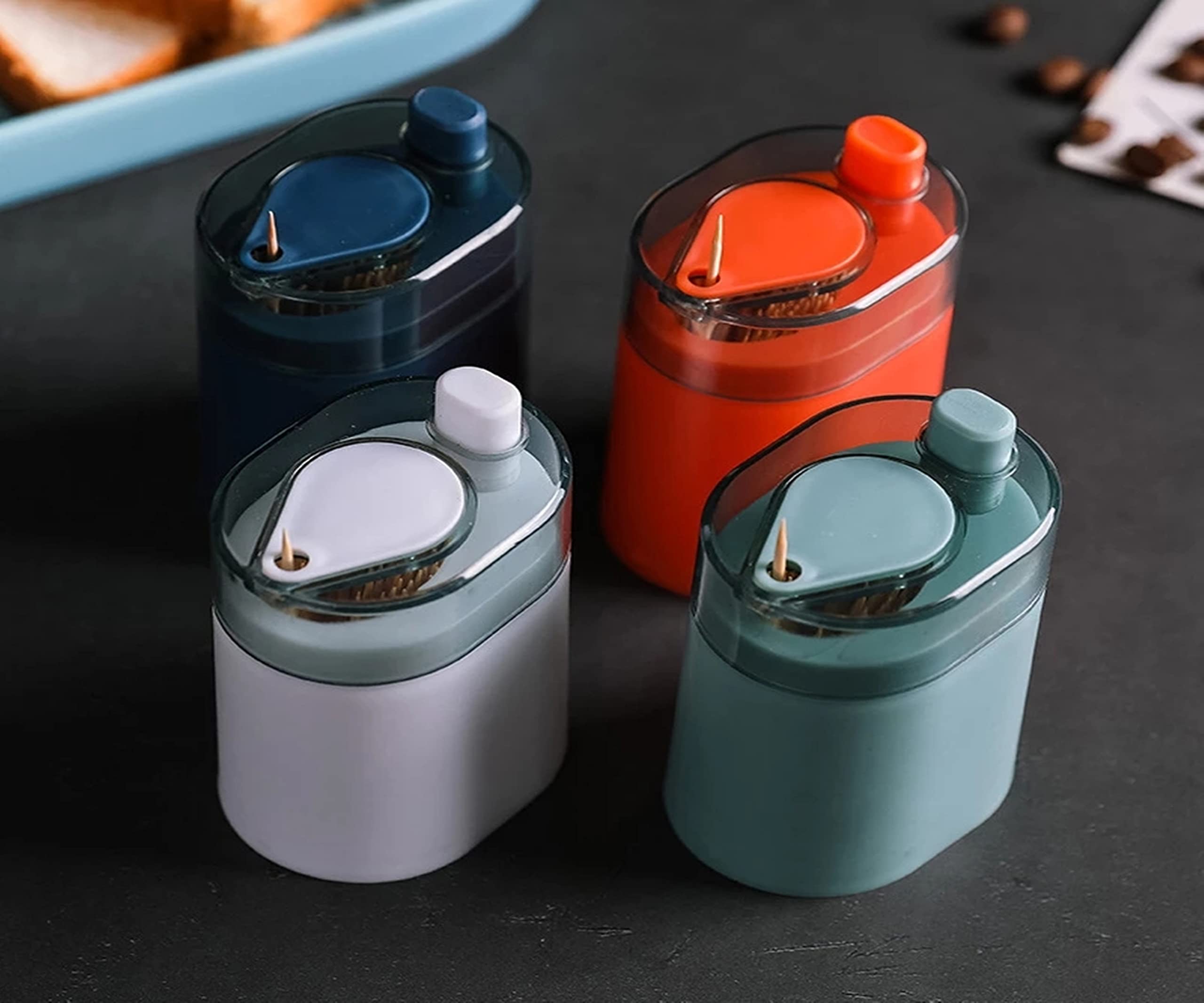 Automatic Pop-Up Toothpick Dispenser for Kitchen & Restaurant - Durable Thickened Toothpick Holder with Storage Box for Appetizers, Parties & Daily Use (Orange)