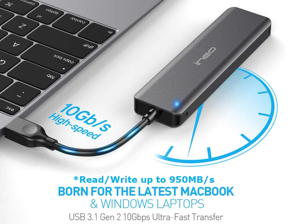 Avolusion ineo (C2592-960G+64G) 960GB USB 3.1 External SSD with Free 64GB Flash Drive | Ultra Slim Portable 1TB Storage | 950MB/s High Speed | 6-Year Warranty | Perfect for Gaming, Video Editing & Data Backup