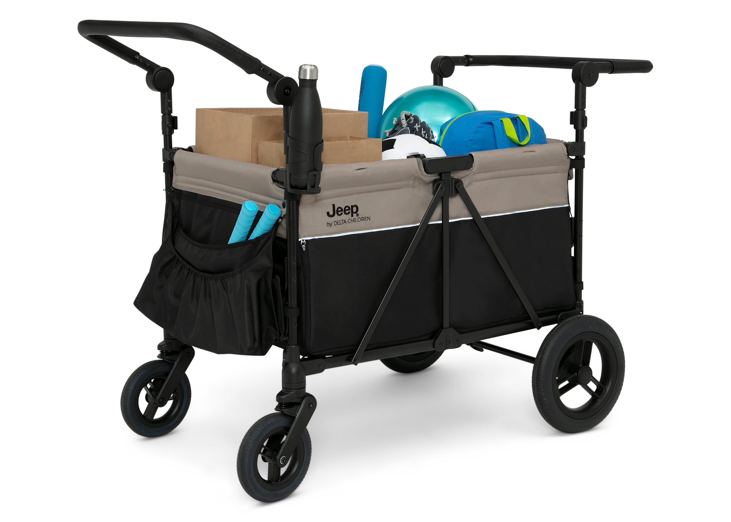 Gladiator 4 Seater Stroller Wagon for Kids - Heavy Duty All-Terrain Push Wagon with Canopy & Storage | Perfect for Beach, Park, Zoo & Family Outings