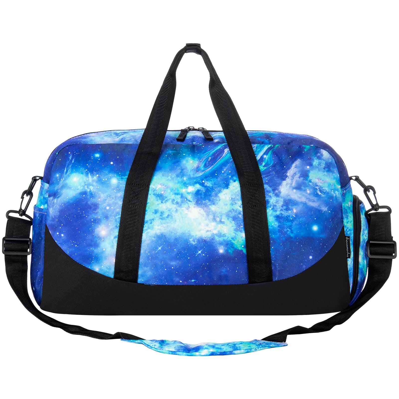 Choco Mocha Kids Duffle Bag for Boys & Toddlers - Lightweight Travel & Overnight Backpack - Blue Green Waterproof Gym Bag for School, Sports, Sleepovers & Weekend Trips