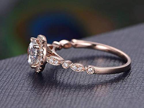 1.50 Carat Vintage Moissanite & Diamond Halo Engagement Ring in 18k Gold Plating - Perfect for Weddings, Anniversaries & Special Occasions