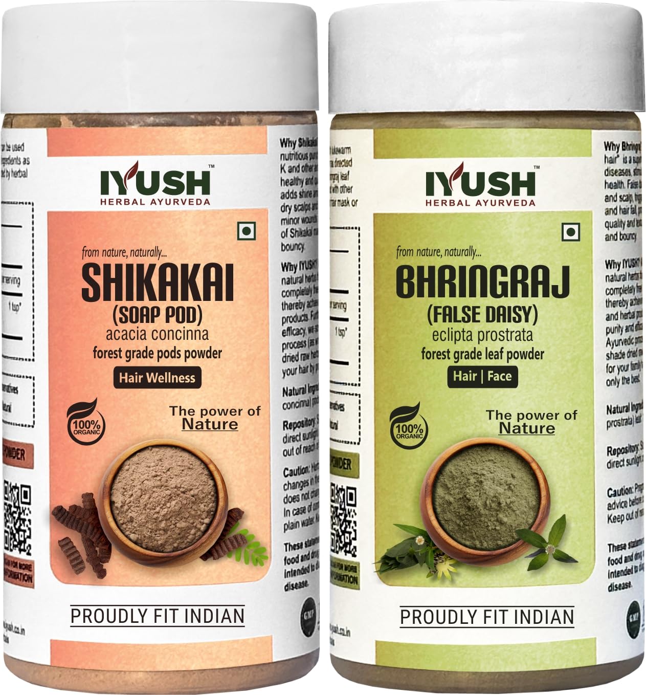 Bhringraj & Shikakai Ayurvedic Hair Growth Powder – 500g | Herbal Hair Mask for Dry, Frizzy Hair | Natural Volume Booster | Organic Hair Wash Powder | 250g Each | Promotes Stronger, Thicker Hair | Perfect for Daily Hair Care & Scalp Treatment