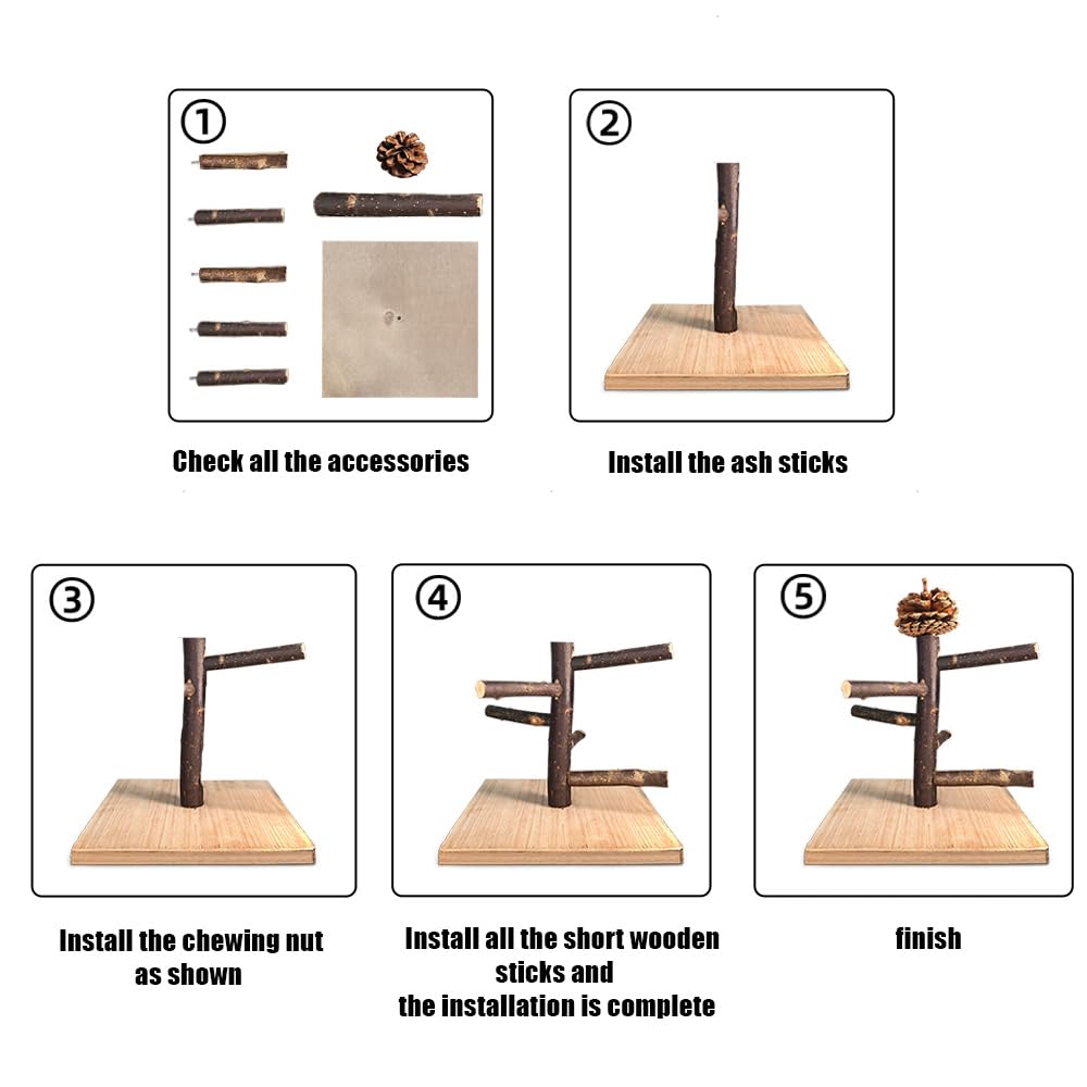 Portable Bird Perch Stand for Parrots - Tabletop Play & Training Perch for Parakeets, Conures, Lovebirds, Cockatiels | Perfect for Bird Cages, Grooming & Playtime at Home