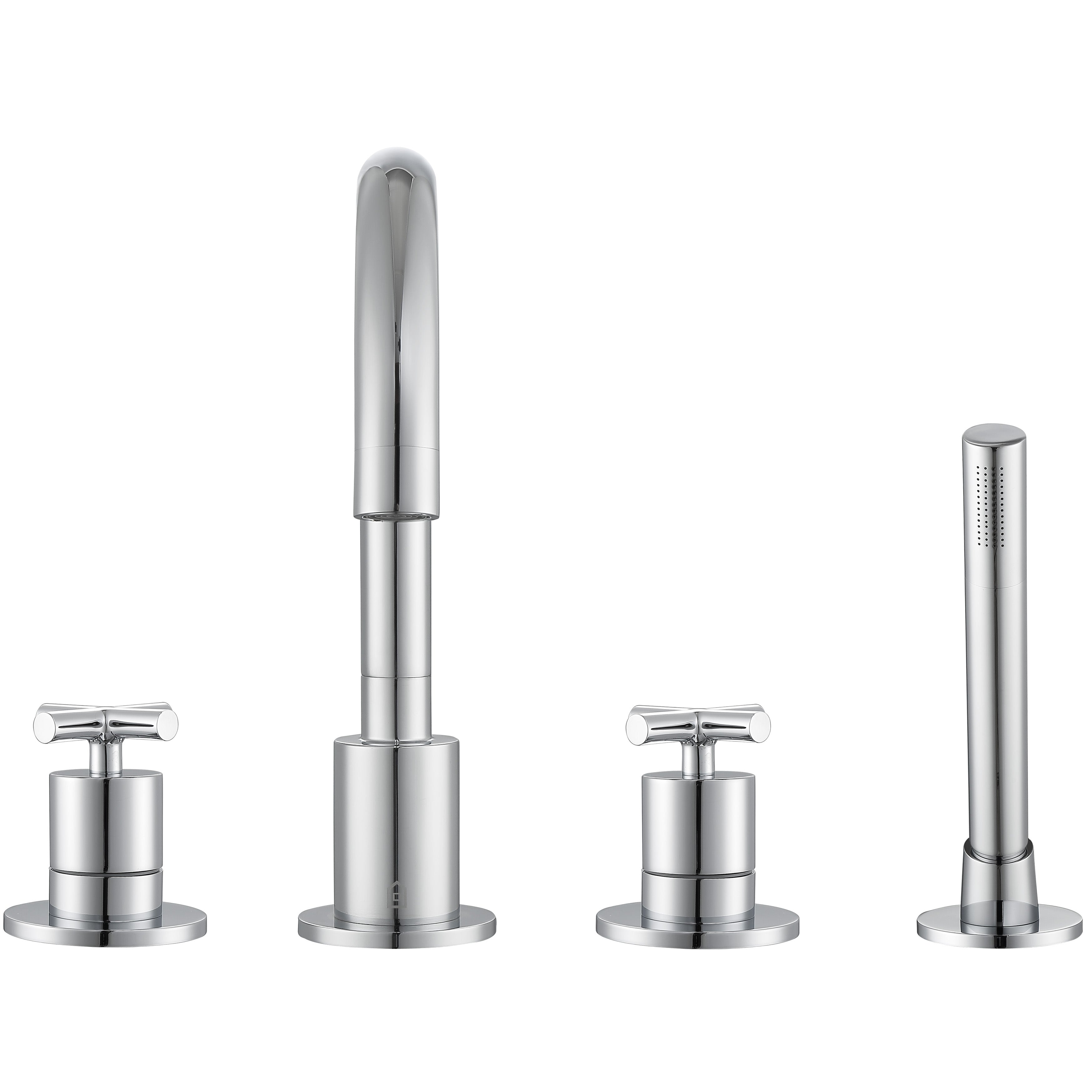 Chrome Ava Two Handle Roman Tub Faucet - Classic Bathroom Fixture for Freestanding Tubs & Luxury Spa Retreats