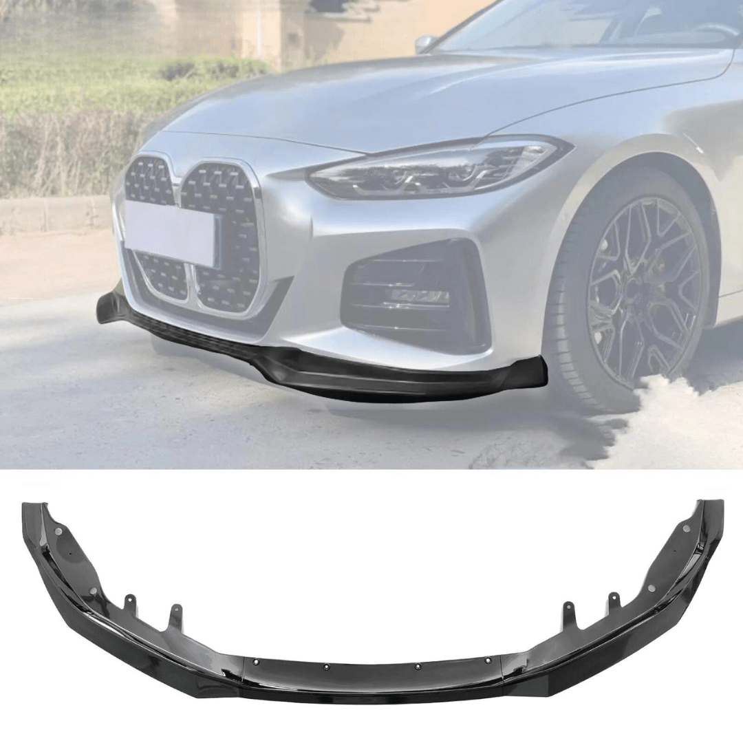 2021-2024 BMW G22 G23 4 Series 430i M440i Coupe & Convertible Front Bumper Lip - 3PC Gloss Black ABS Spoiler for M Performance Bumper | Enhanced Aerodynamics & Sporty Styling