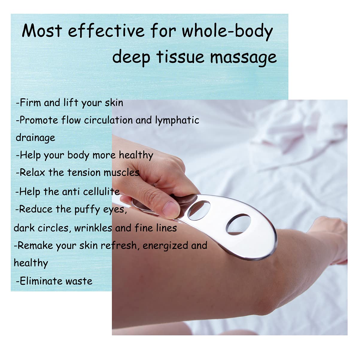 Premium Stainless Steel Gua Sha Scraping Tool - Lymphatic Drainage Massage Board for Cellulite Reduction & Muscle Pain Relief - Spa, Acupuncture & Trigger Point Therapy - Perfect for Facial Rejuvenation & Body Detox at Home or Professional Use