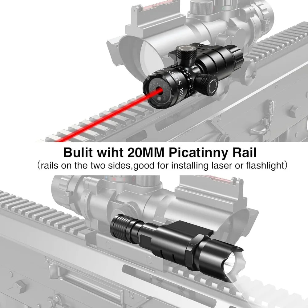 Tactical Rifle Scope with Red, Green & Blue Illuminated Reticle - 20mm Rail Mount & Fiber Optic Sight for Hunting and Shooting - Perfect for Low Light Conditions and Long Range Precision