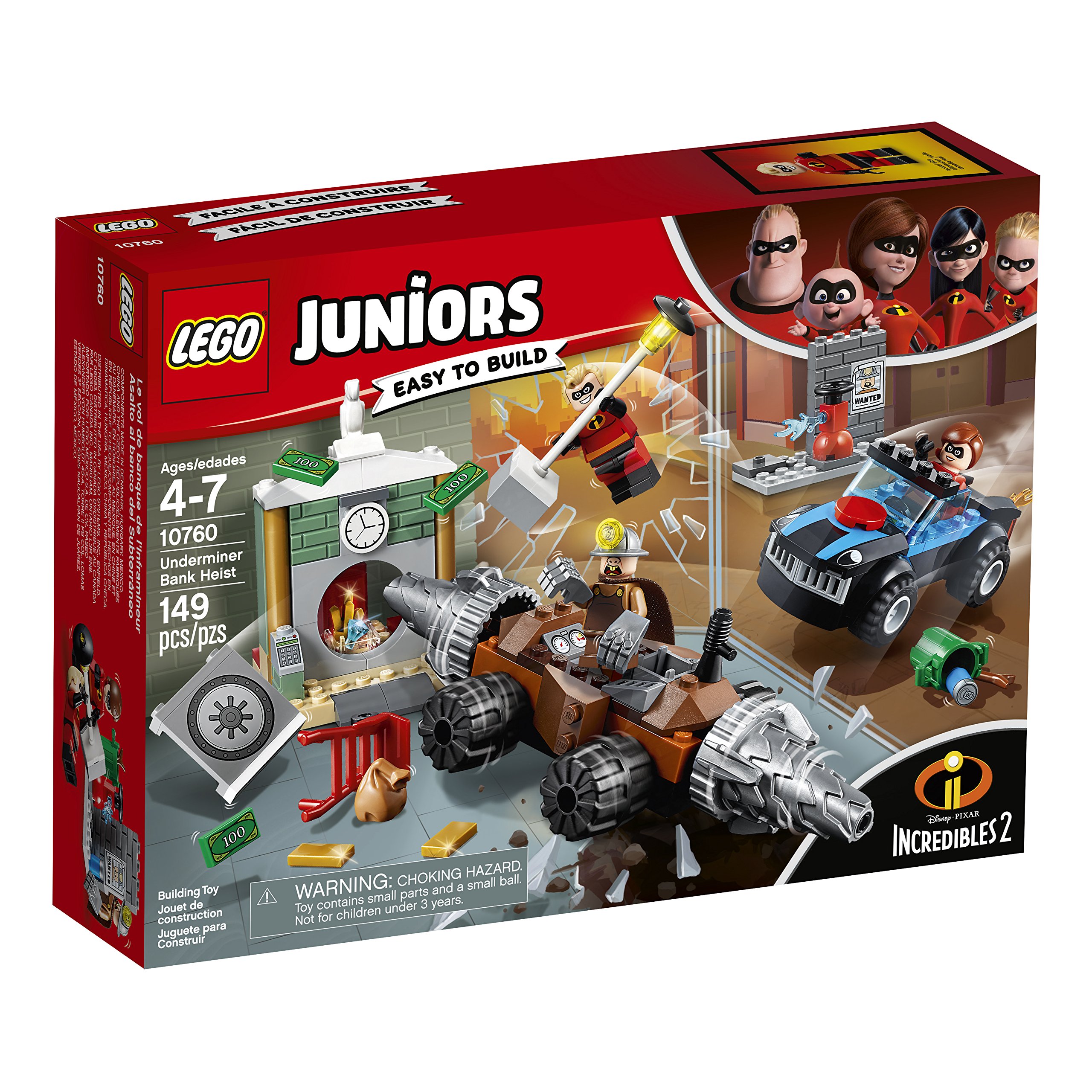 LEGO Juniors The Incredibles 2 Underminer Bank Heist 10760 Building Kit (149 Pieces) | Superhero Toy for Kids Ages 4+ | Creative Play & Collectible Set for Birthday Gifts & Indoor Activities
