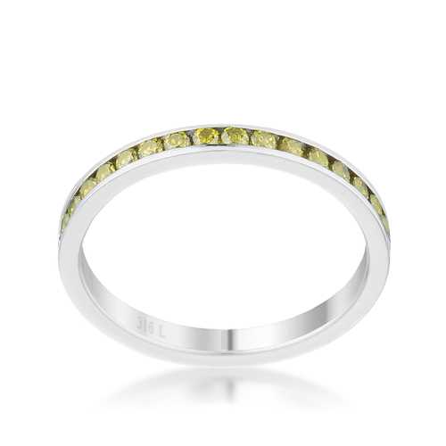 0.5ct Peridot & CZ Eternity Band Ring for Women - Sterling Silver Stainless Steel Wedding Band, Anniversary Gift, Stackable Ring for Everyday Wear