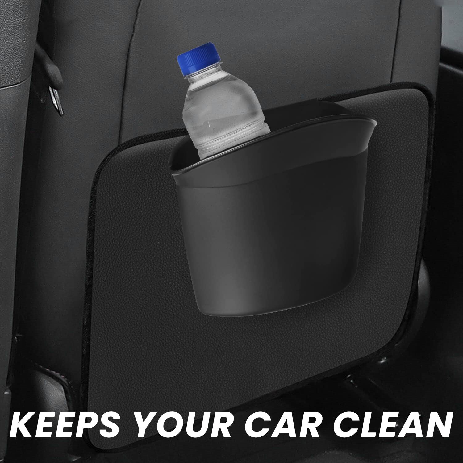 Premium Portable Hanging Car Trash Can - Leakproof Mini Garbage Bin for Vehicle, Office & Home Use - Ideal for Road Trips, Commuting & Workspace Organization (Black)