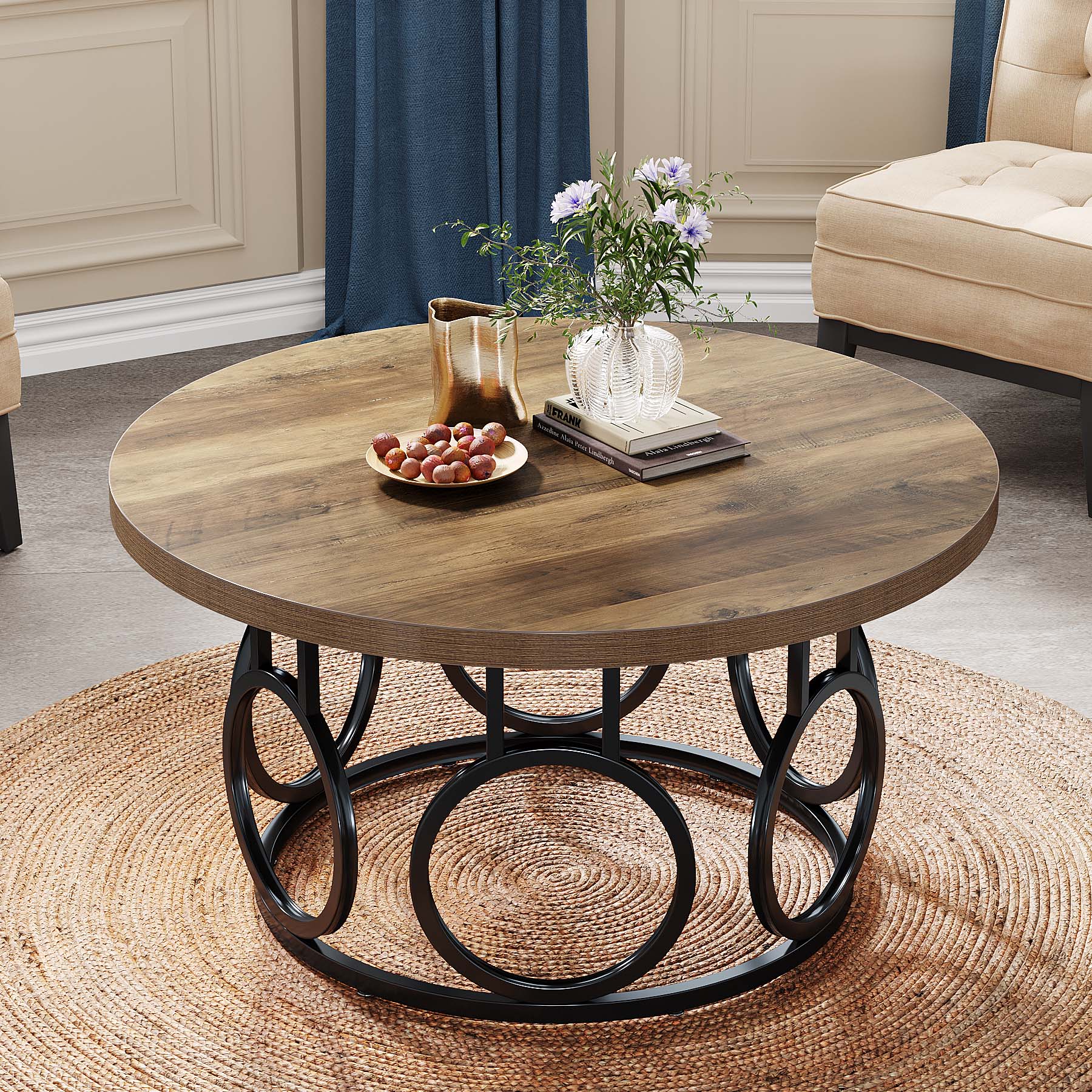 31.5 Inch Rustic Coffee Table - Farmhouse Center Table with Storage Shelf for Living Room, Snack Table for Small Spaces, Perfect for Home Decor and Entertaining