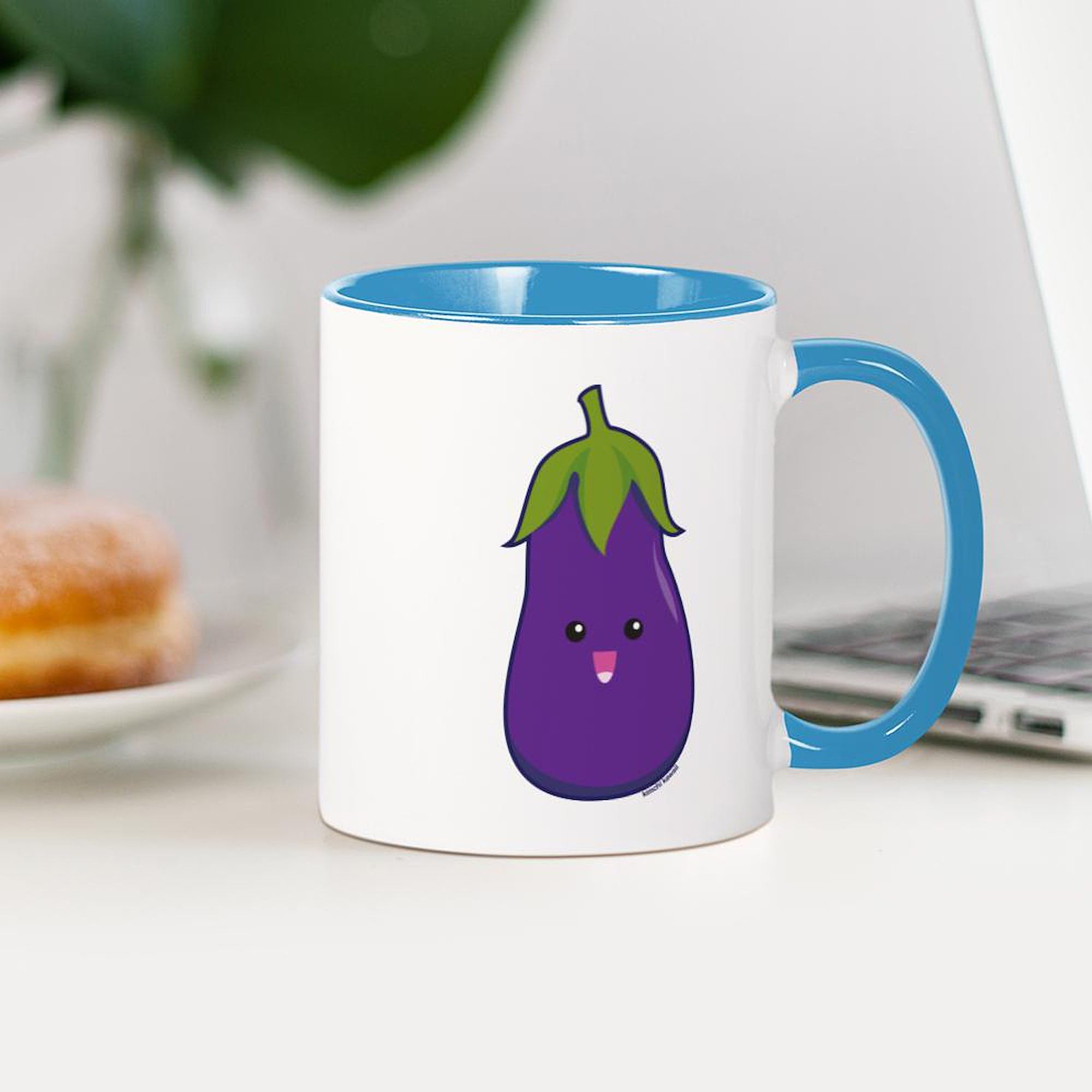 11 oz (325 ml) Ceramic Coffee Mug with Eggplant Design - Perfect for Tea, Hot Chocolate & Office Use - Funny Novelty Gift for Home & Kitchen