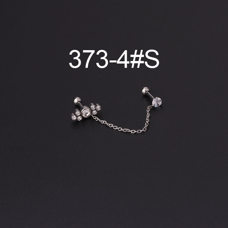 16G Bezel Set Cartilage Chain Earring - HSPJ373 | Dainty Gold Hoop Earrings for Helix, Tragus & Conch Piercings | Perfect for Everyday Wear & Special Occasions