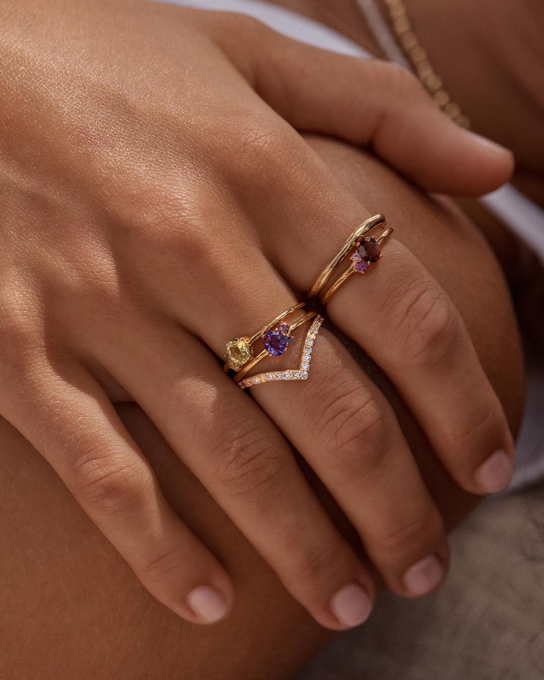 18K Gold Vermeil Kindred Birthstone Ring - January Birthstone Jewelry for Women, Perfect Gift for Birthday, Anniversary & Mother's Day | Elegant Stackable Ring for Everyday Wear