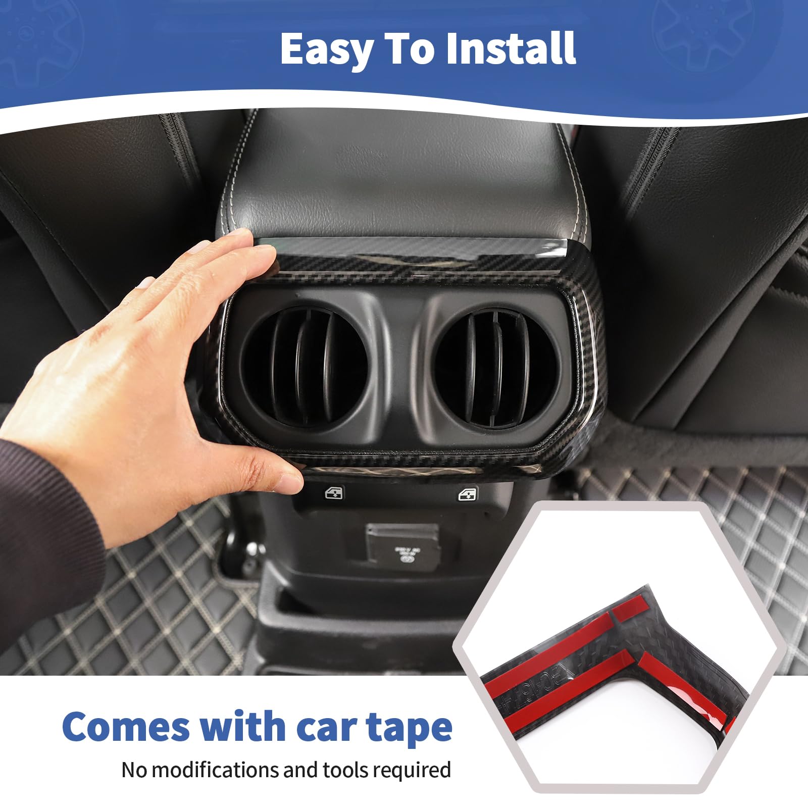 Carbon Fiber Rear AC Vent Trim Frame for Jeep Wrangler JL/JLU & Gladiator JT (2018-2024) - Interior Upgrade Accessories | Perfect for Off-Road & Daily Driving