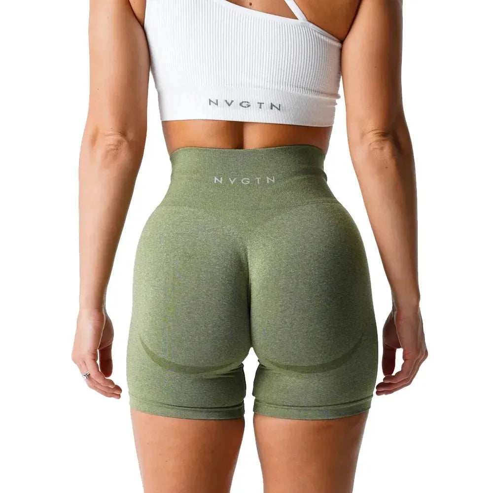 NVGTN High Waisted Seamless Shorts for Women - Smile Contour Yoga Biker Shorts | Perfect for Gym, Workout & Casual Wear