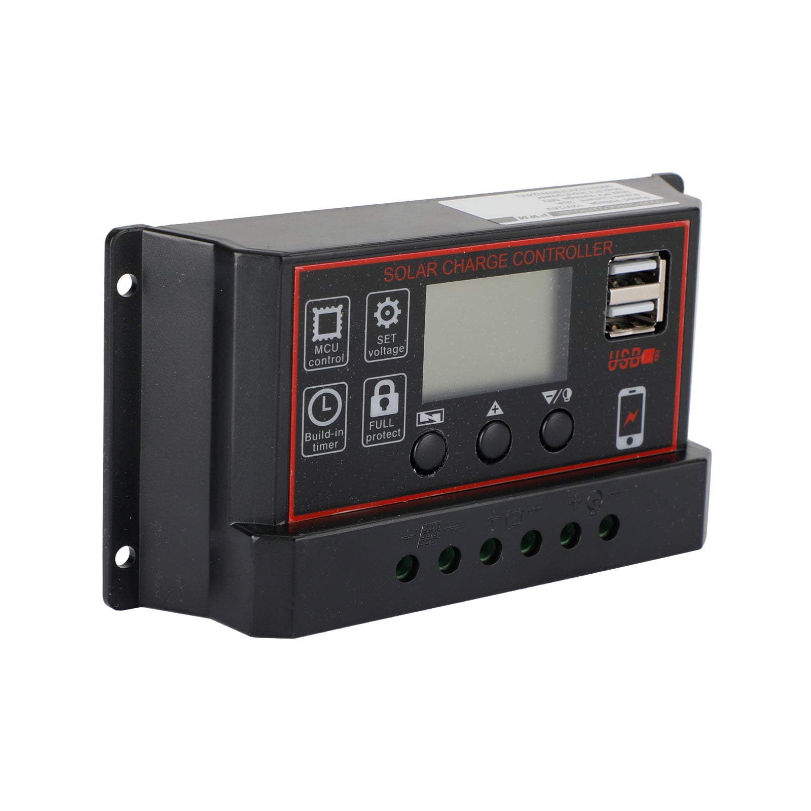10A/20A/30A Solar Charge Controller with PWM & LCD Display - Dual USB Ports for 12V/24V Solar Panels - Perfect for RV, Boat, Off-Grid & Home Solar Systems