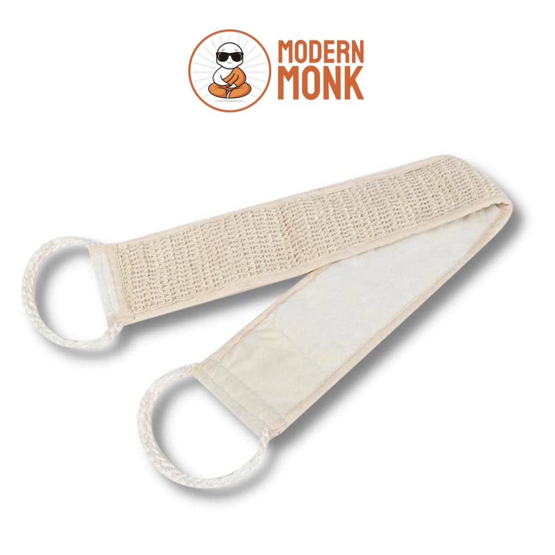 Natural Ramie Fiber Back Scrubbing Belt for Exfoliation - Removes Dead Skin Cells for Smooth & Glowing Skin - Shoulder, Neck & Back Scrubber for Bath & Shower - Perfect for Spa, Travel & Home Use