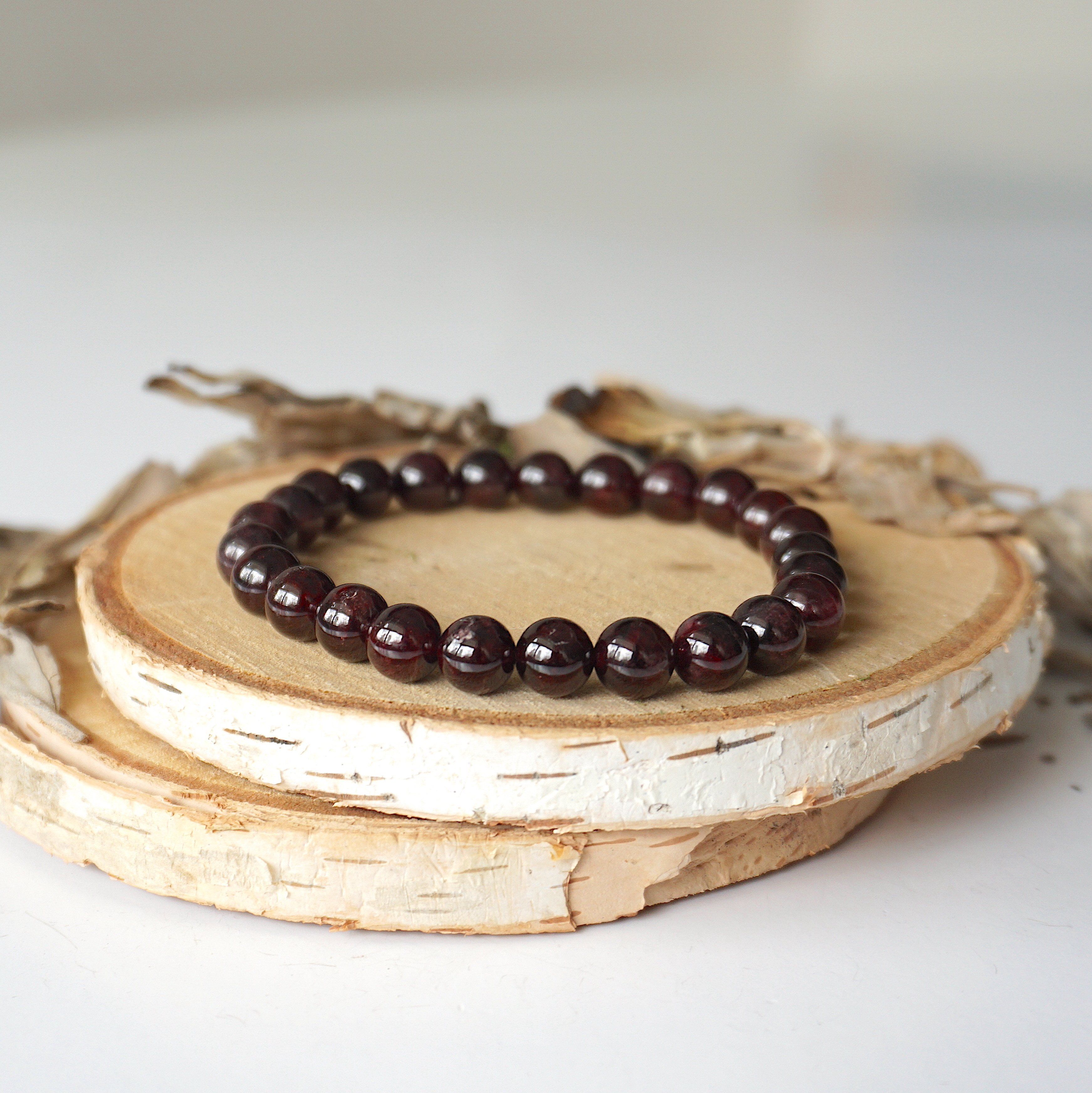 Garnet Healing Crystal Mala Bracelet - Natural Gemstone Meditation Beads for Stress Relief & Positive Energy | Perfect for Yoga, Mindfulness & Spiritual Practice