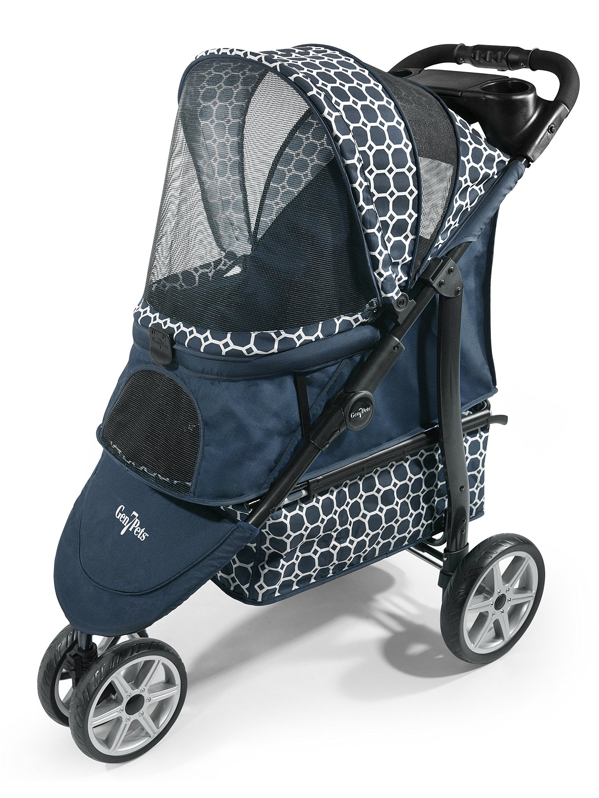 Gen7Pets Monaco Pet Stroller for Small Dogs & Cats - Lightweight, Foldable Blue Stroller with Storage Basket - Perfect for Vet Visits, Travel & Daily Walks
