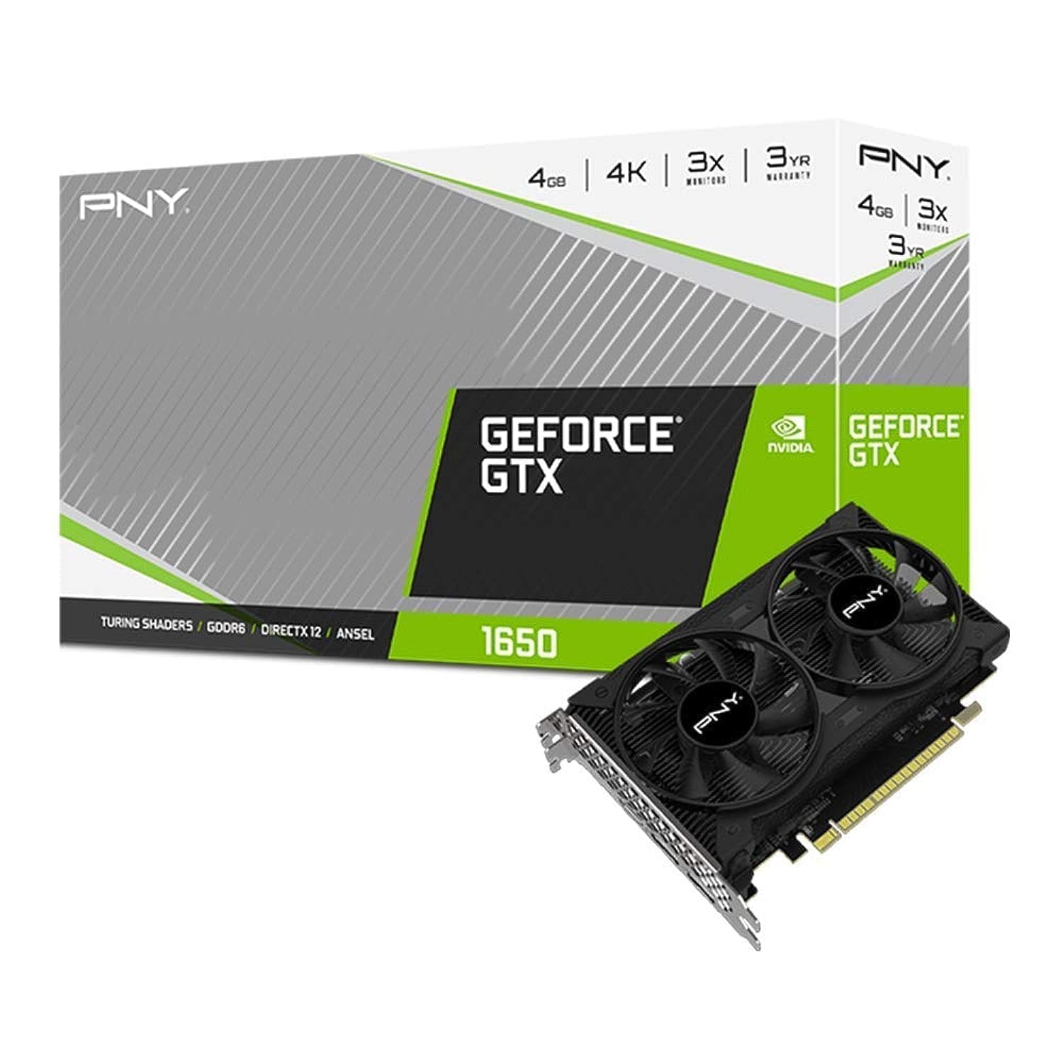 PNY GeForce GTX 1650 4GB GDDR6 Dual Fan Gaming Graphics Card for PC - Boost Performance in 1080p Gaming, Video Editing & Streaming