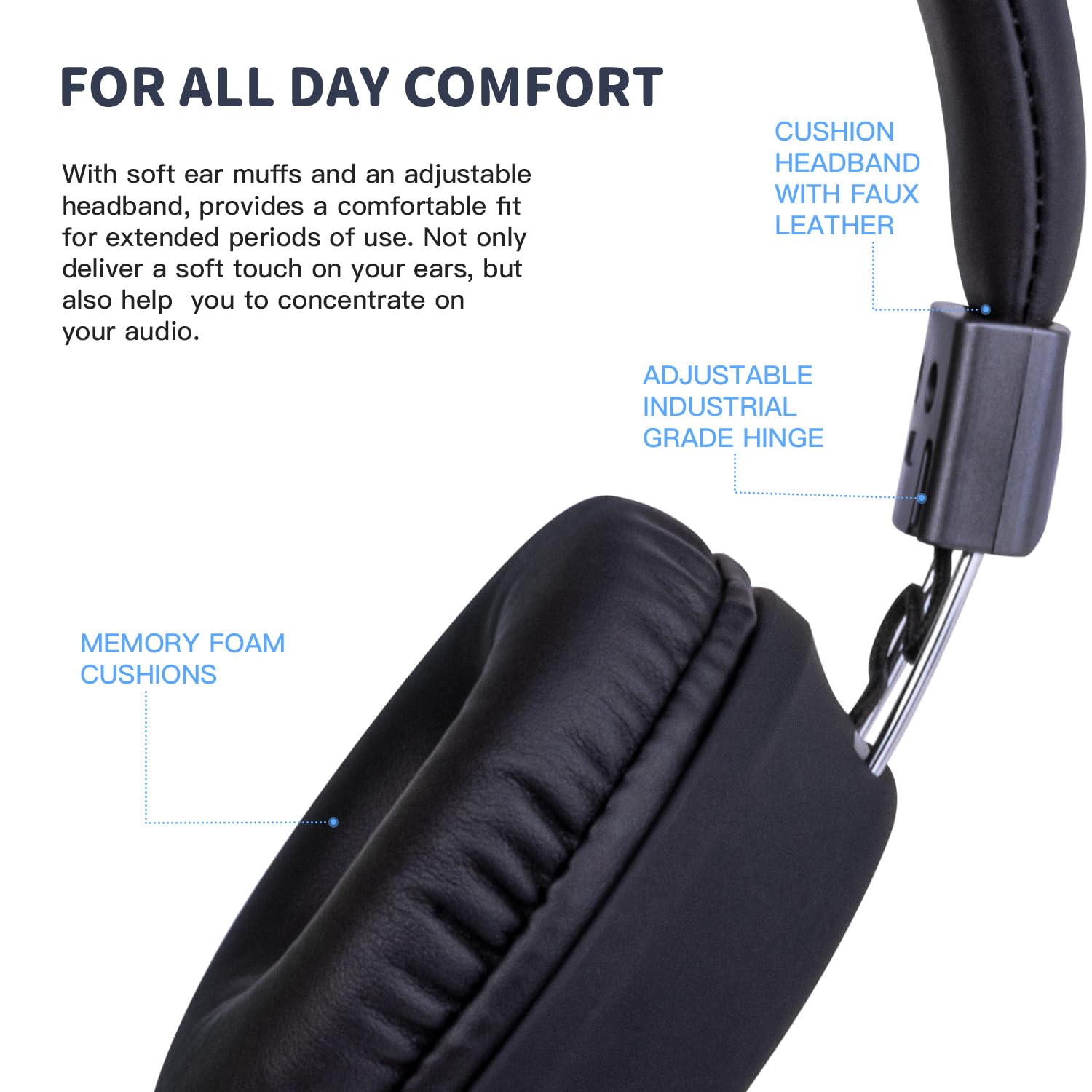 **Olyre Kids Wired Headphones with Microphone - Lightweight Foldable Headphones for School, Boys & Girls - In-Line Volume Control for Chromebook, iPad, Tablet - Perfect for Online Classes & Remote Learning (Black)**