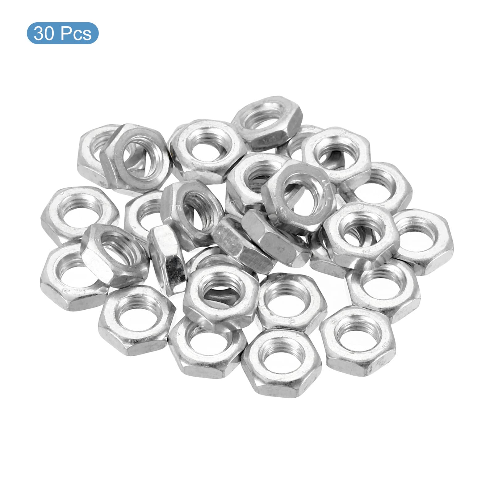 PATIKIL M7 x 1.0 Steel Hex Nuts - 30 Pack Metric Thread Zinc Plated Fasteners (4mm Height) - Perfect for Automotive, Machinery & DIY Projects