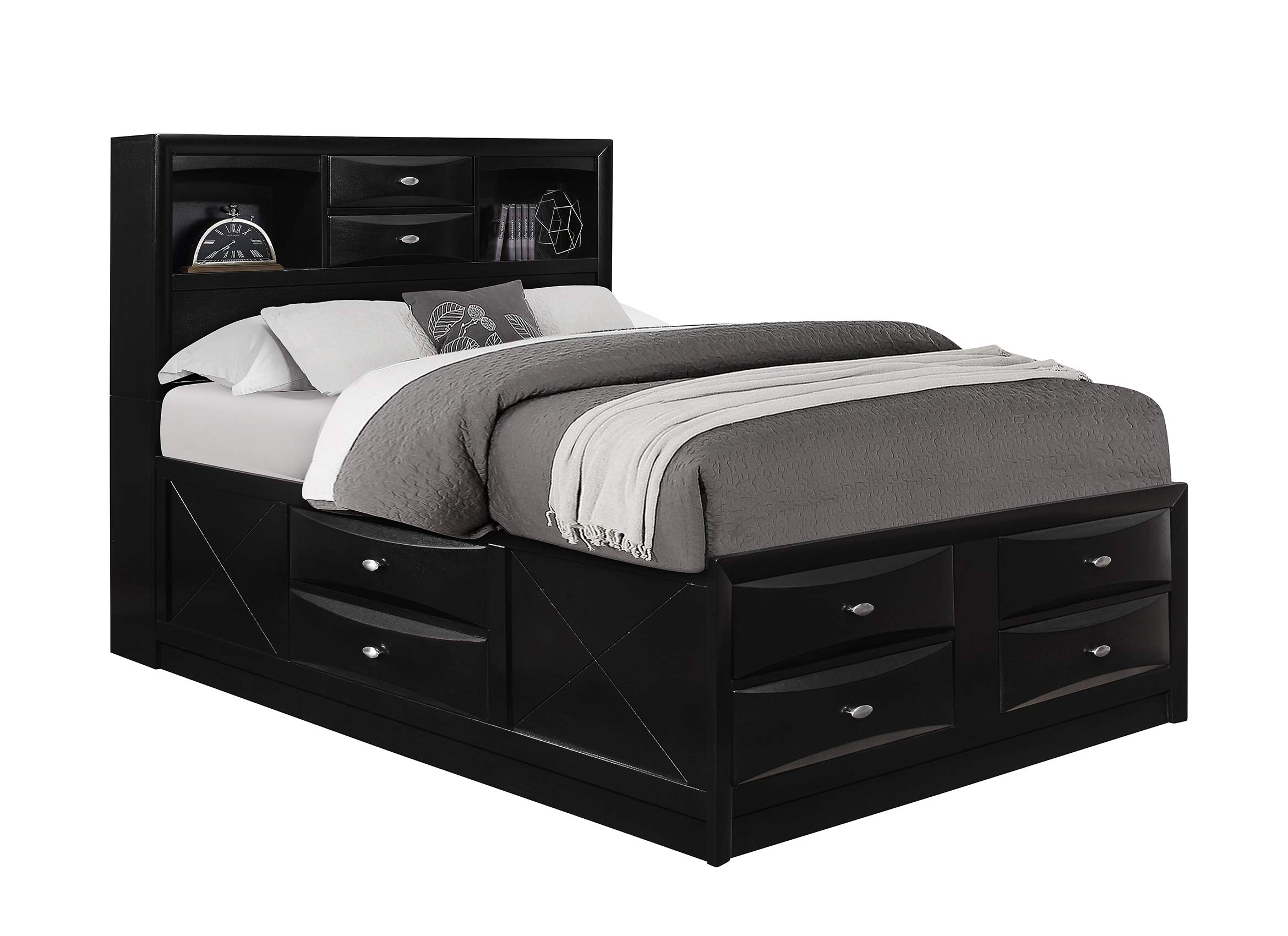 Global Furniture USA Black Linda Full Bed Frame - Modern & Sturdy Queen Size Bed for Bedroom, Guest Room, or Dormitory
