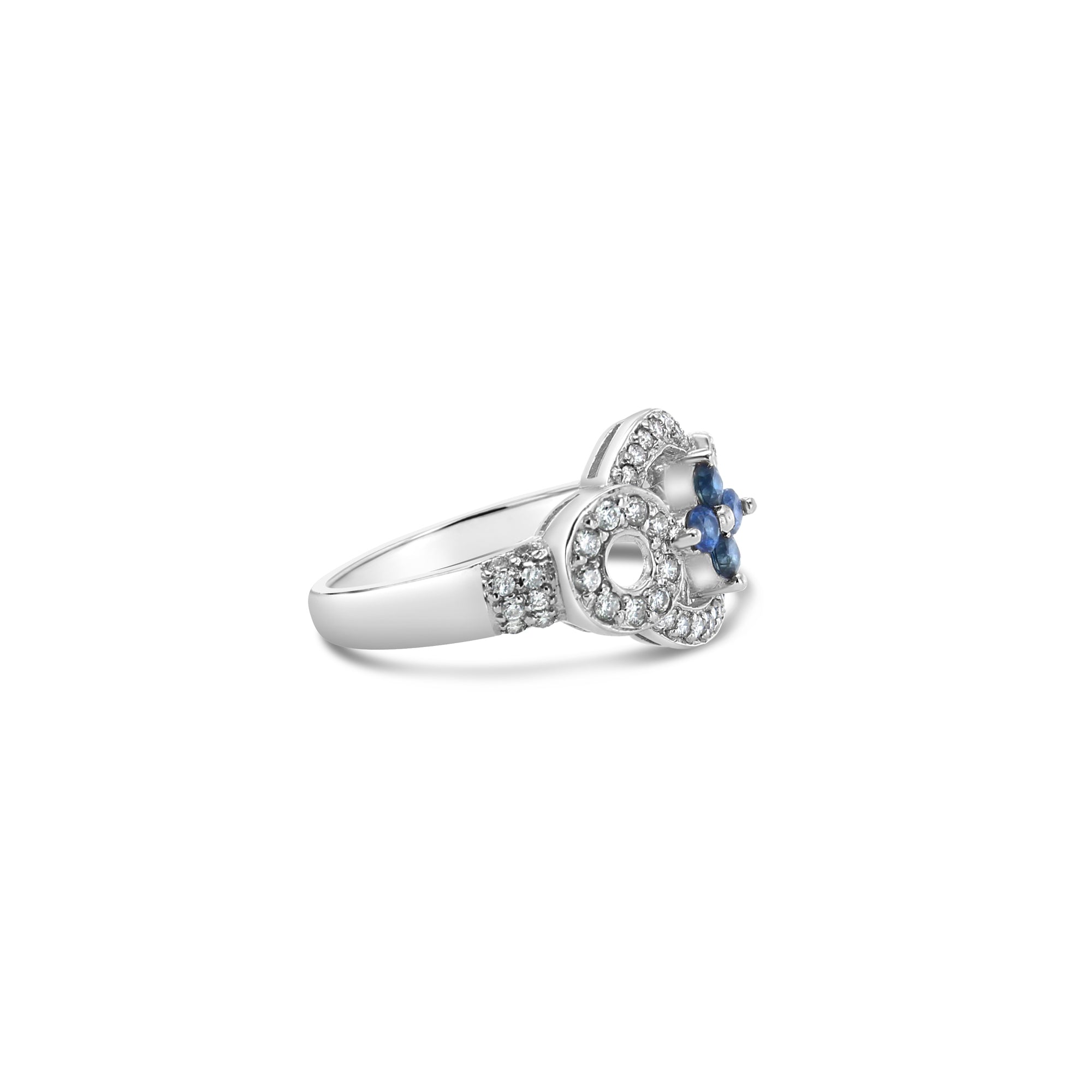 Vintage Style Sapphire Flower Ring with Diamond Accents - Elegant Jewelry for Weddings, Anniversaries & Special Occasions