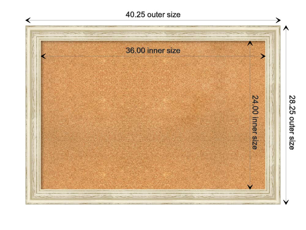 Amanti Art 28x40 Natural Cork Board with White Wood Frame - Large Rustic Farmhouse Pinboard for Office & Home Organization - Perfect for Vision Boards, Notes, Photos & Decor (Wall Display for Home, Office, Dorm, Classroom)