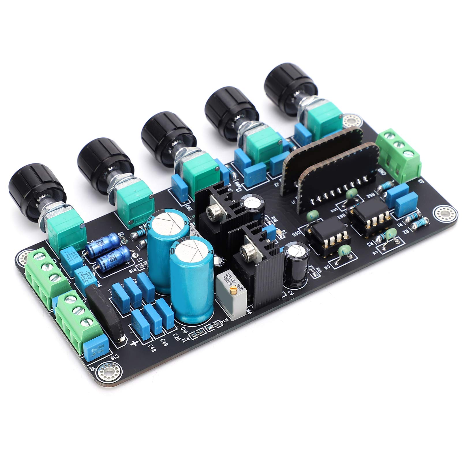 Bognajin 2604AD827 Stereo Preamp Tone Board - Amplifier Volume Bass Treble Control Board for DIY Audio Projects & Home Theater Systems